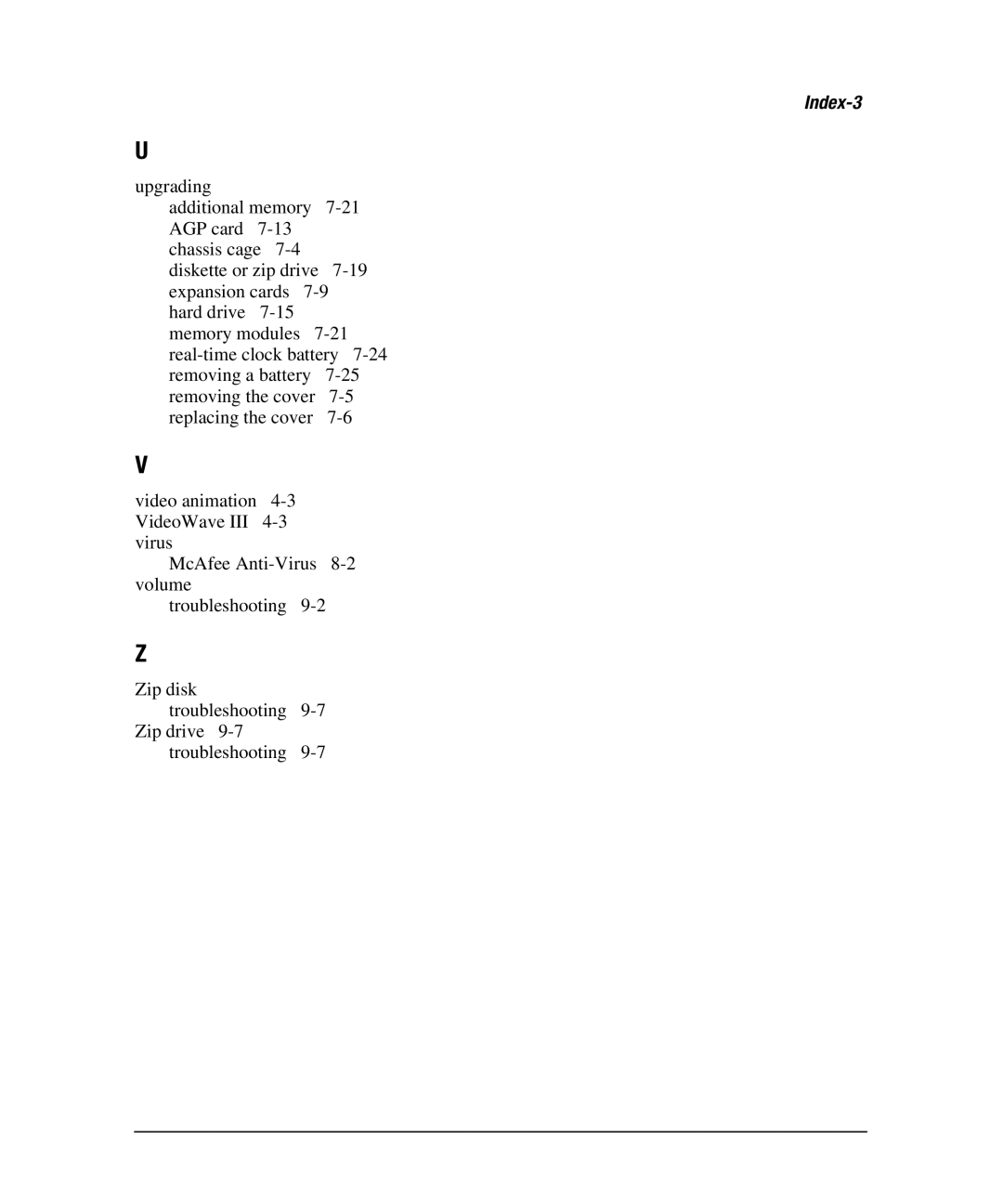 Compaq 7800 manual Index-3 