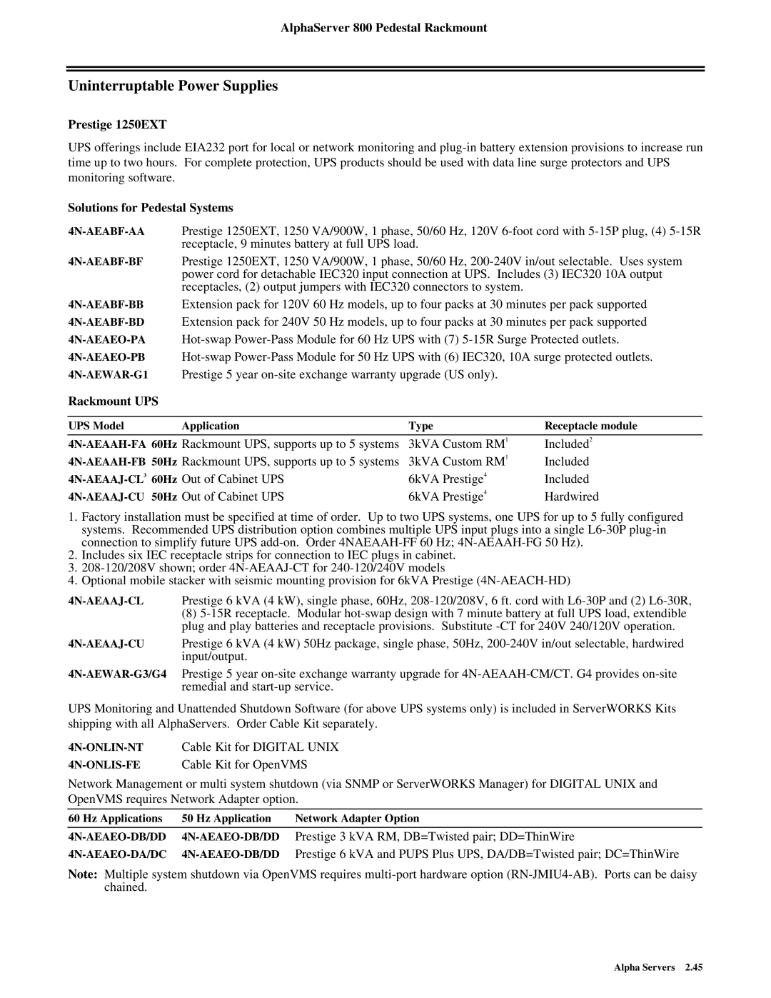 Compaq 800 manual Uninterruptable Power Supplies 