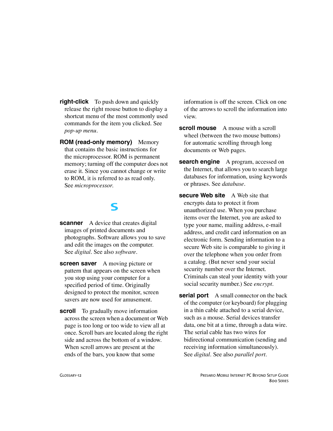 Compaq 800 manual GLOSSARY-12 