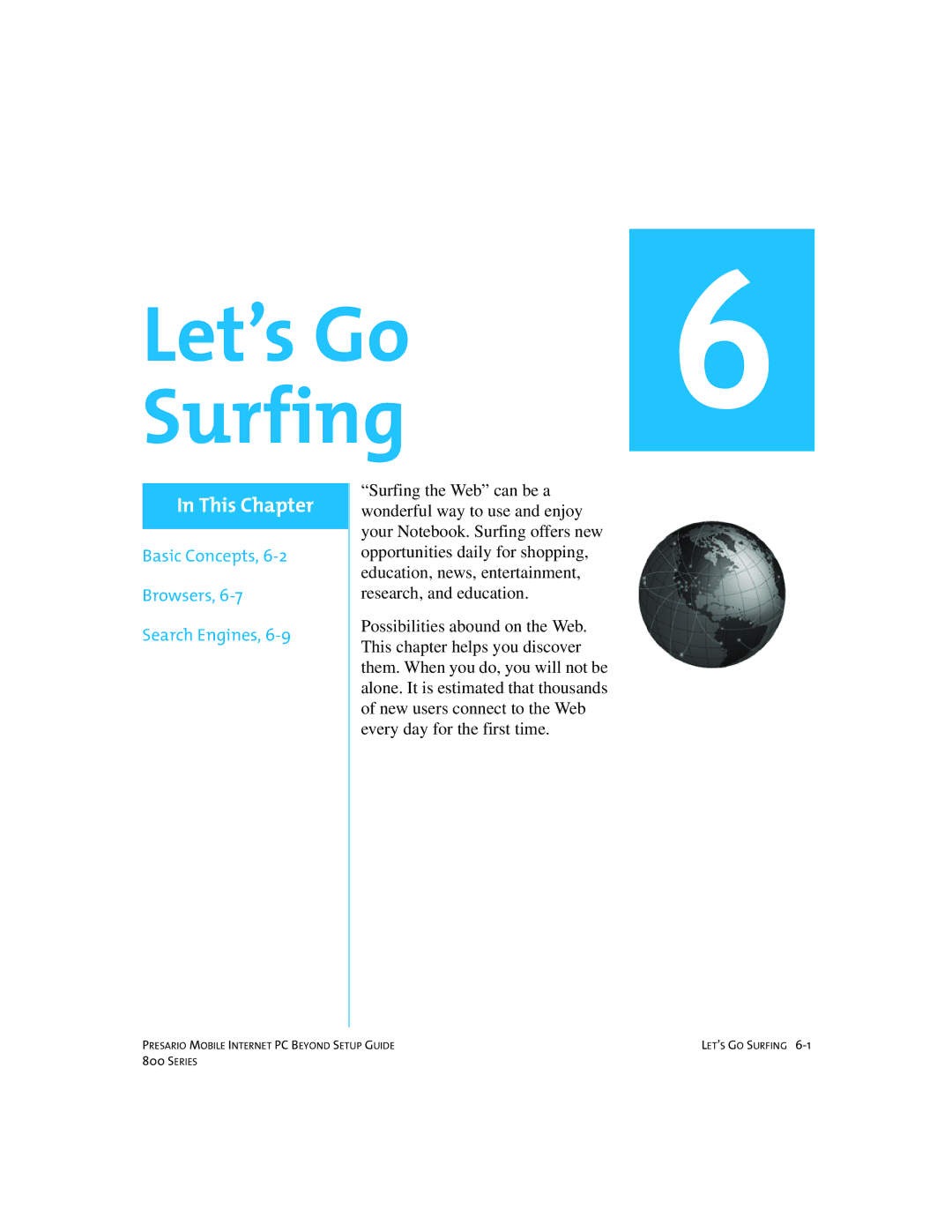 Compaq 800 manual Let’s Go Surfing 