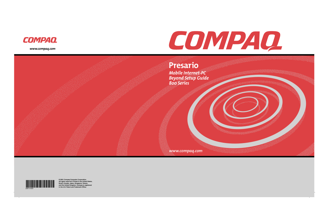 Compaq manual Presario, Mobile Internet-PC Beyond Setup Guide 800 Series 