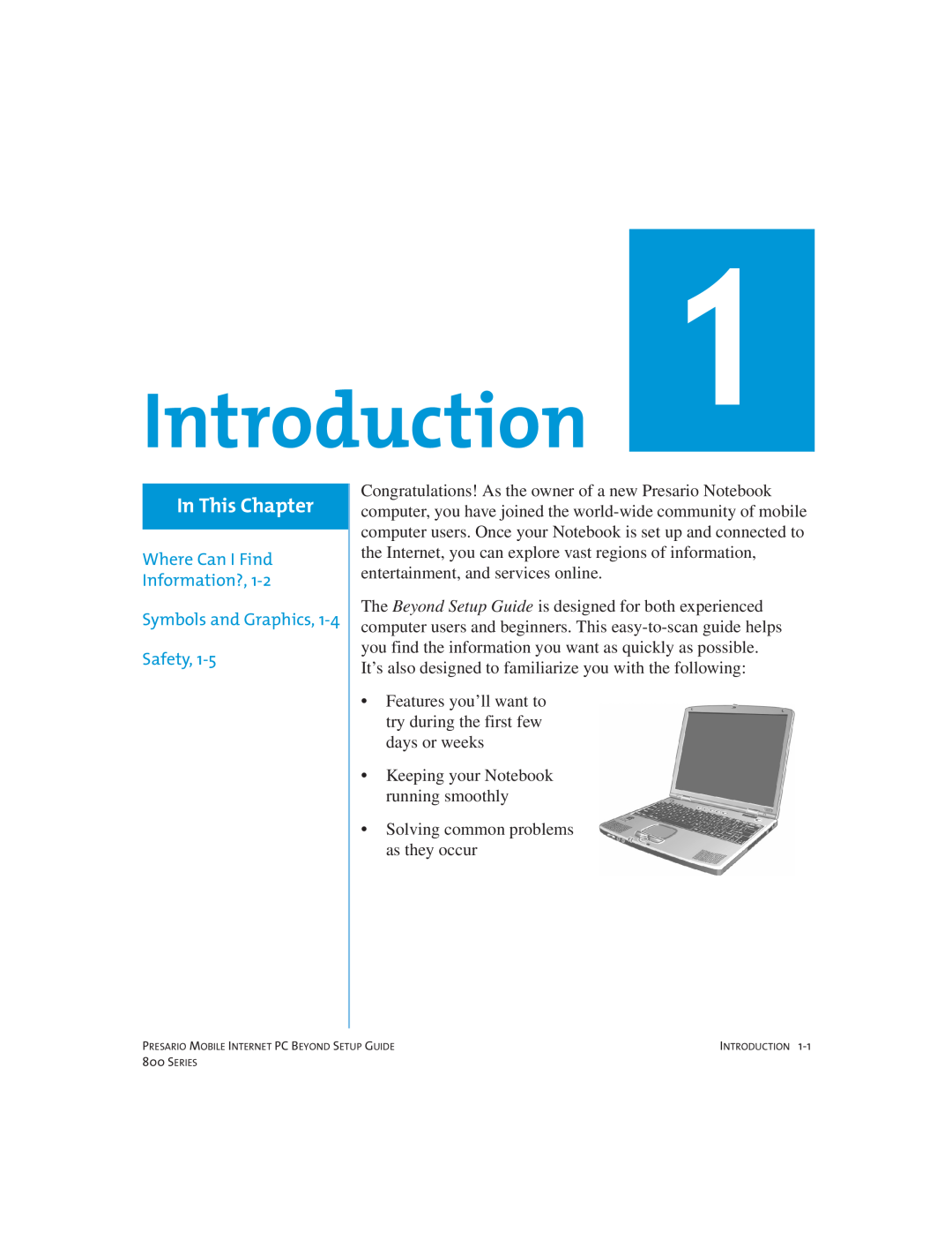 Compaq 800 manual Introduction, In This Chapter, Where Can I Find Information?, Symbols and Graphics, Safety 