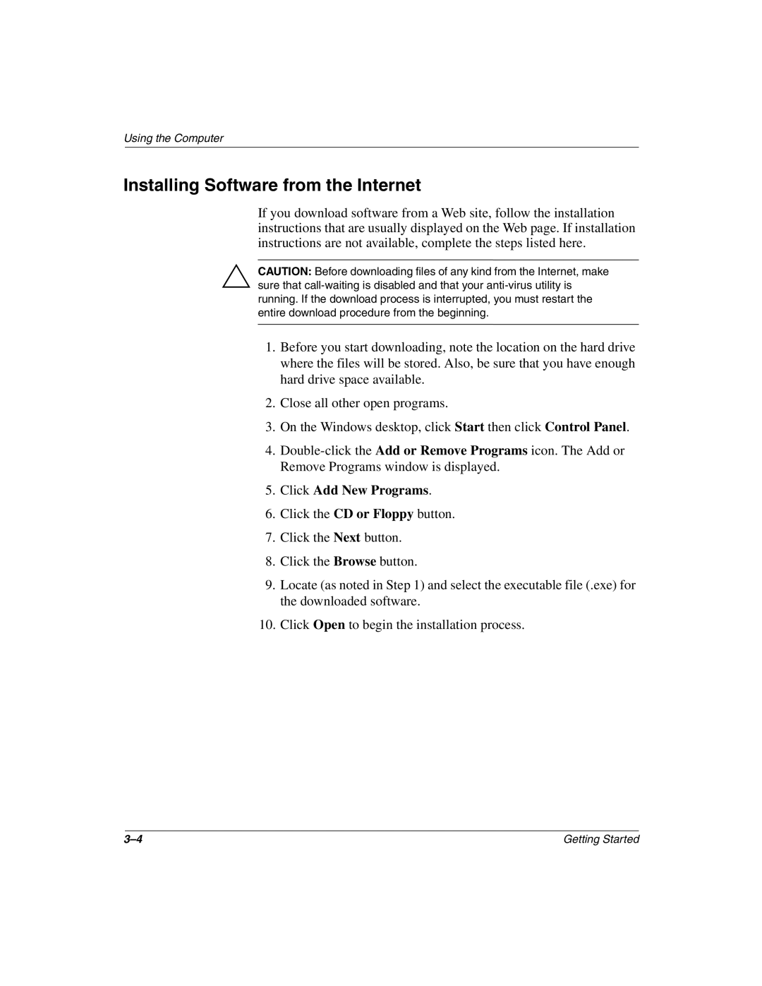 Compaq 8000, 4000 manual Installing Software from the Internet 