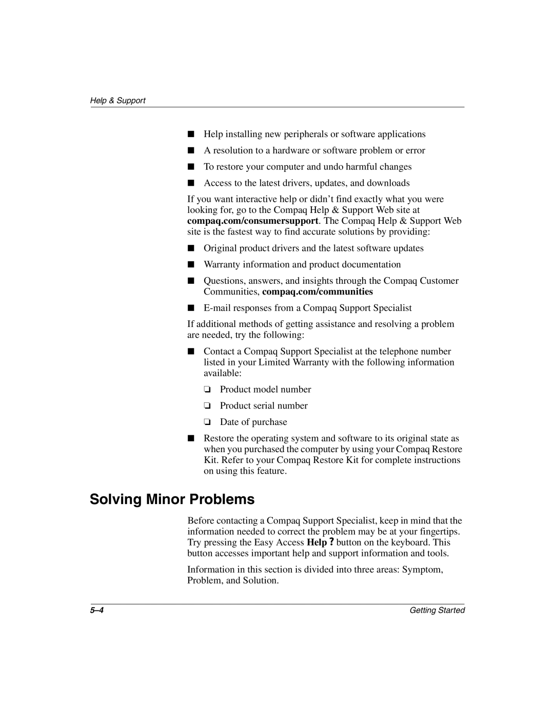 Compaq 8000, 4000 manual Solving Minor Problems 