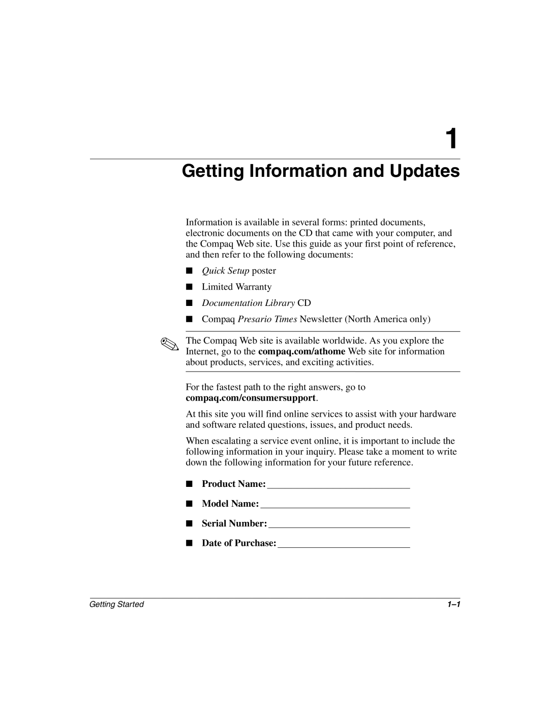 Compaq 4000, 8000 manual Getting Information and Updates 