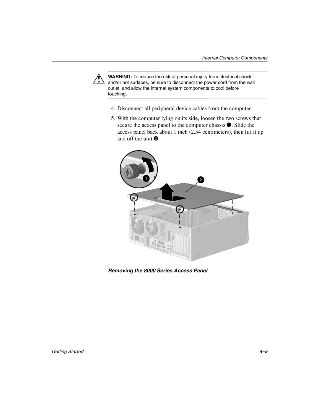 Compaq 4000, 6000 manual Removing the 8000 Series Access Panel 