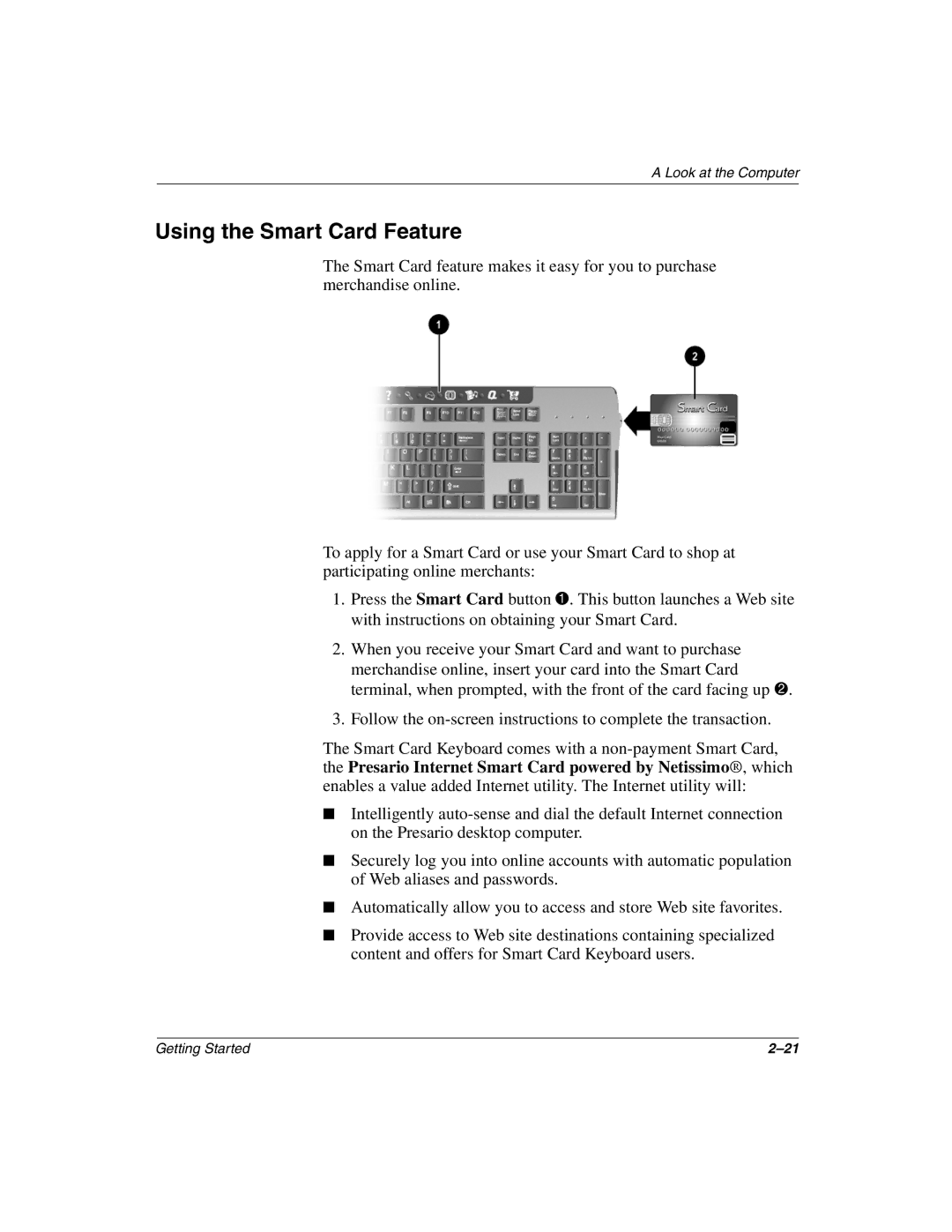 Compaq 6000, 8000 manual Using the Smart Card Feature 