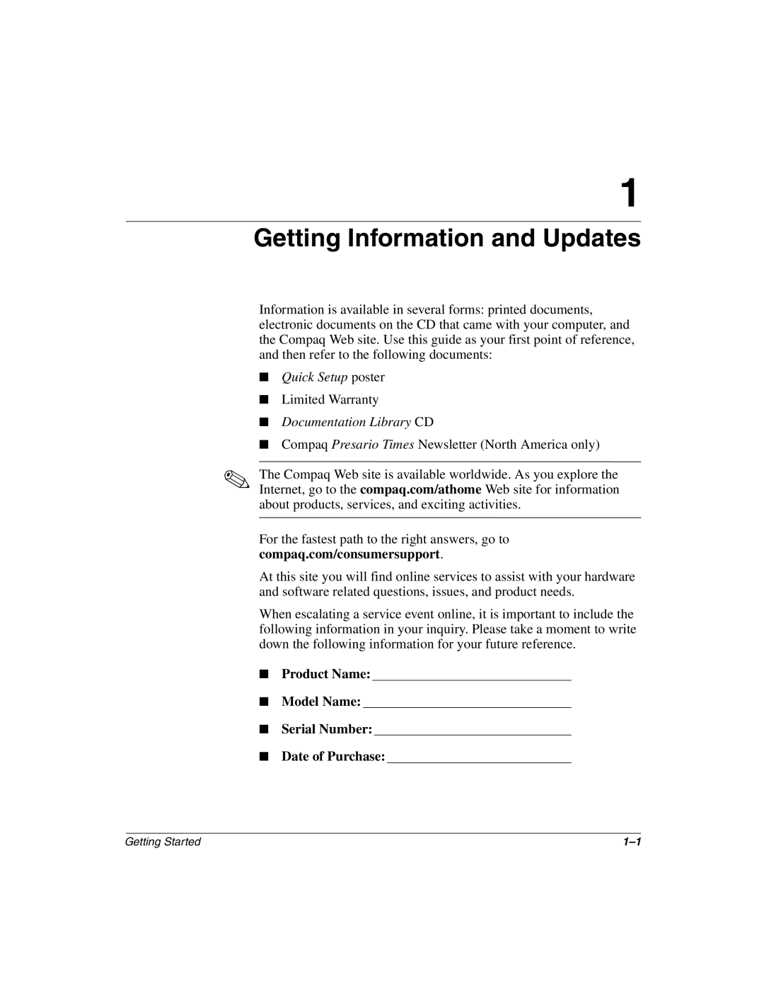 Compaq 6000, 8000 manual Getting Information and Updates 