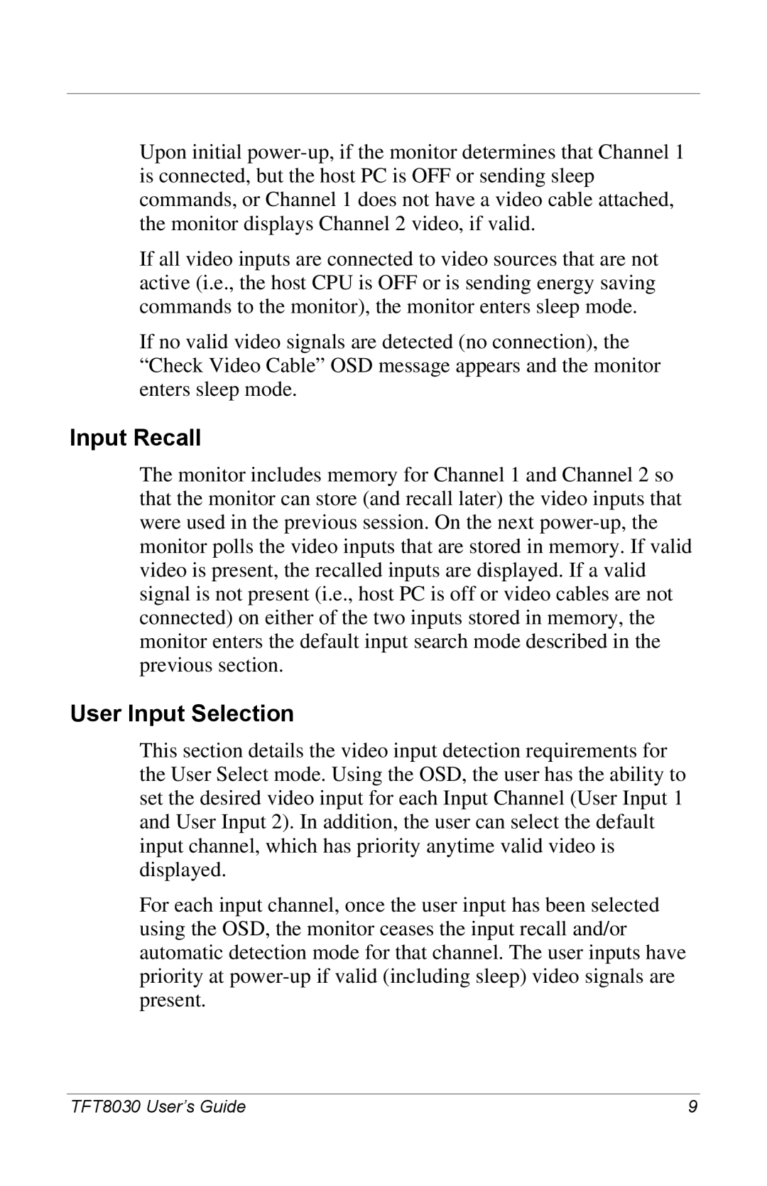 Compaq 8030 manual Input Recall 