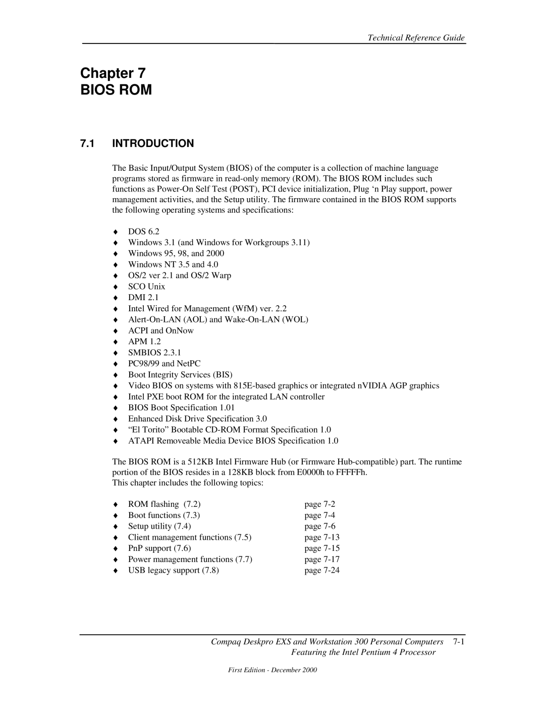 Compaq 850 manual Bios ROM 