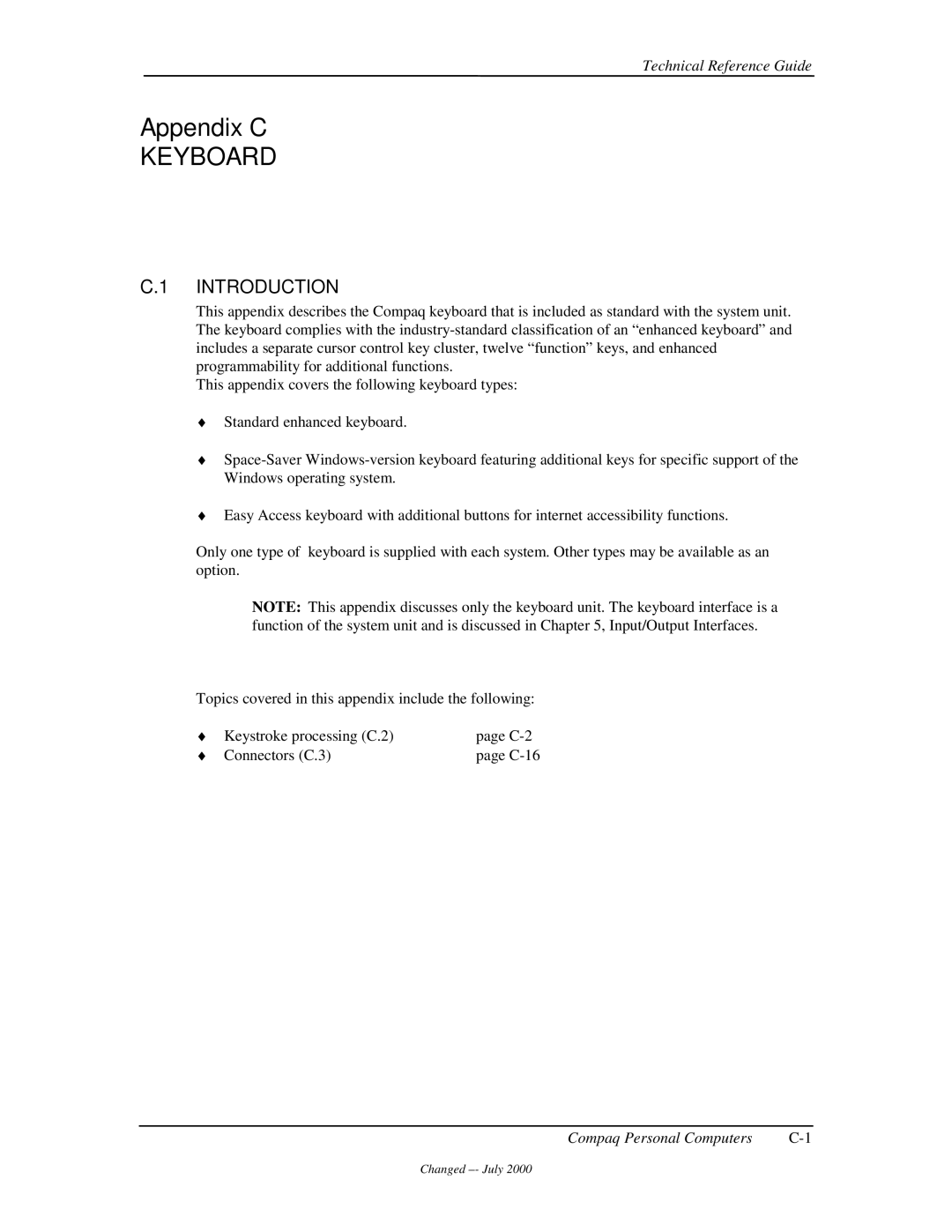 Compaq 850 manual Appendix C Keyboard 