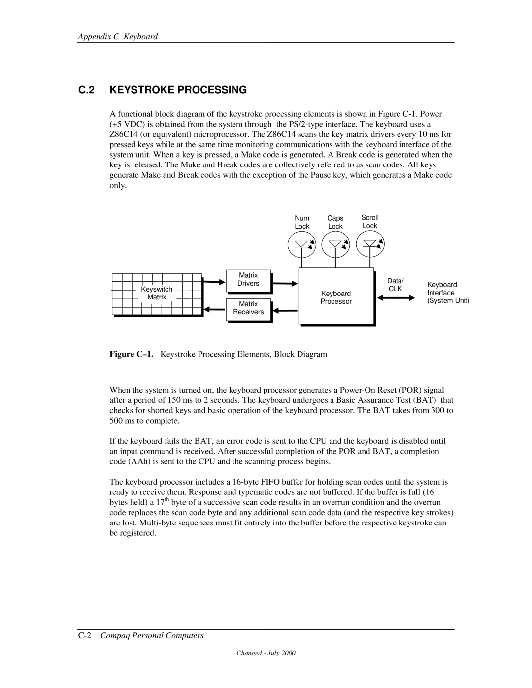 Compaq 850 manual Keystroke Processing 