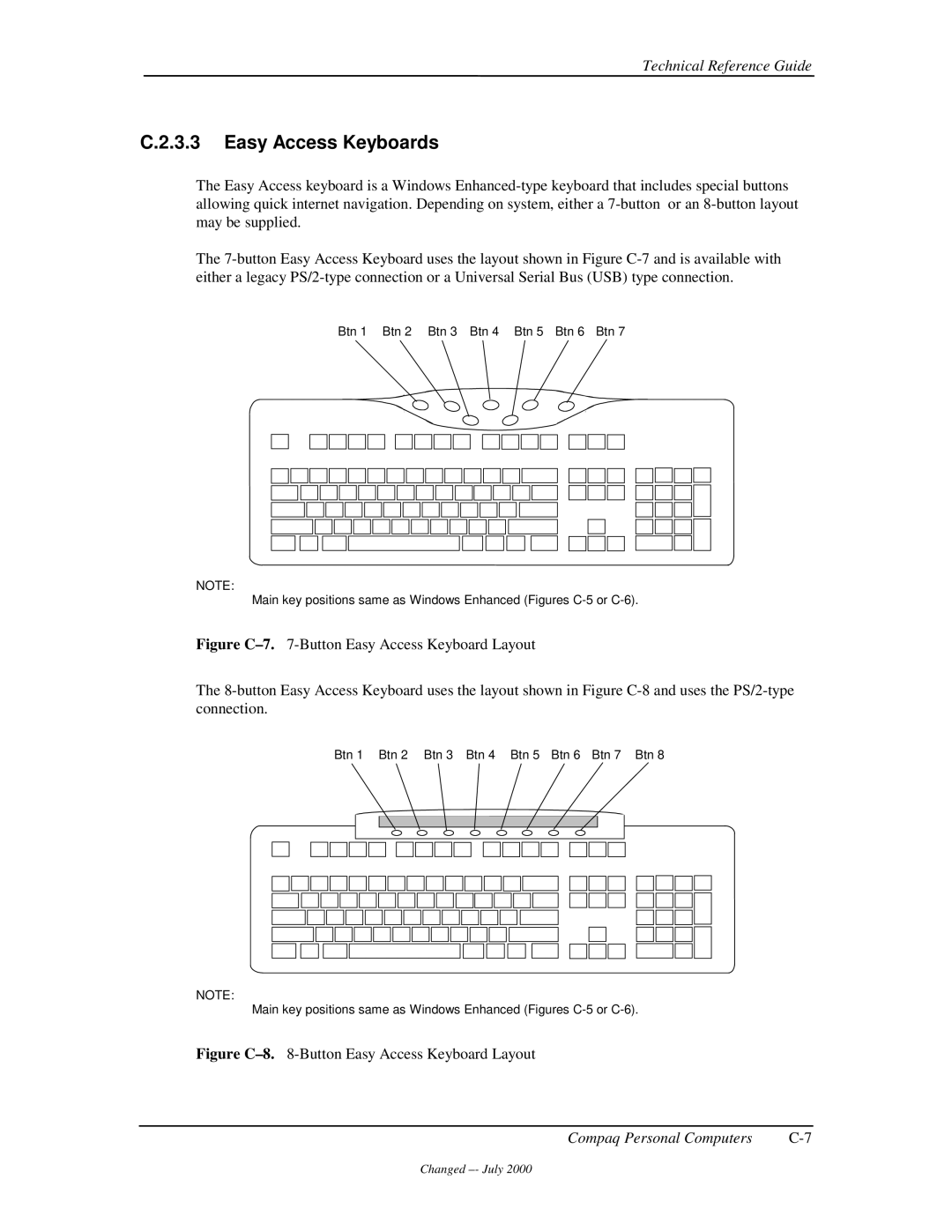 Compaq 850 manual Easy Access Keyboards, Figure C-8.8-Button Easy Access Keyboard Layout 