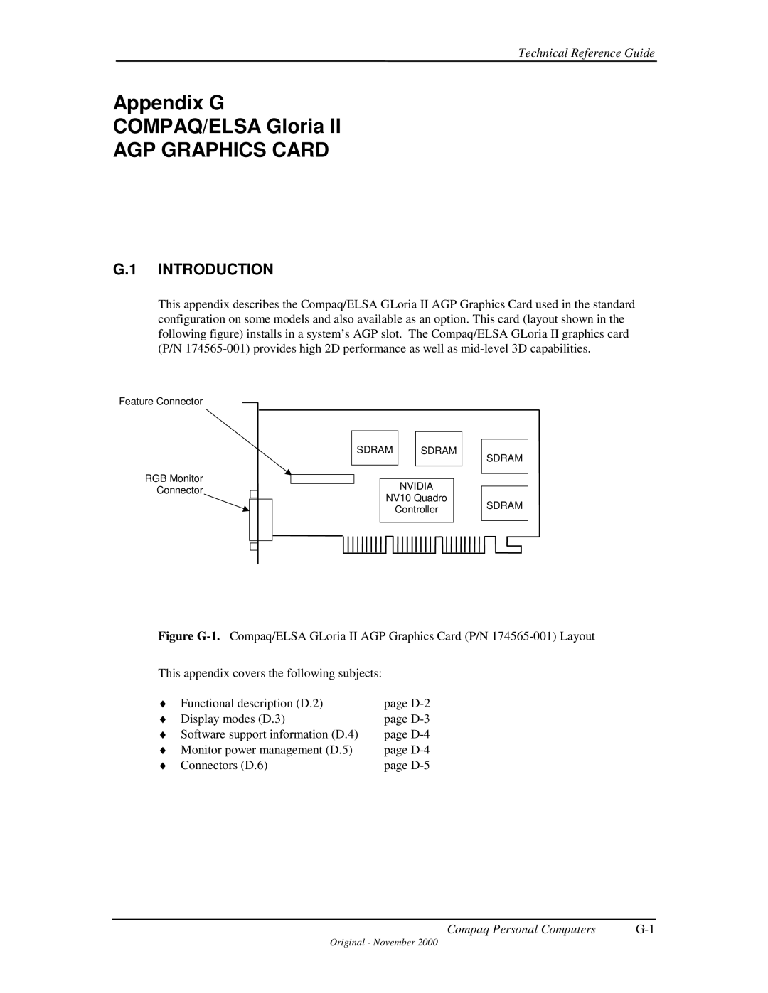 Compaq 850 manual Appendix G COMPAQ/ELSA Gloria 