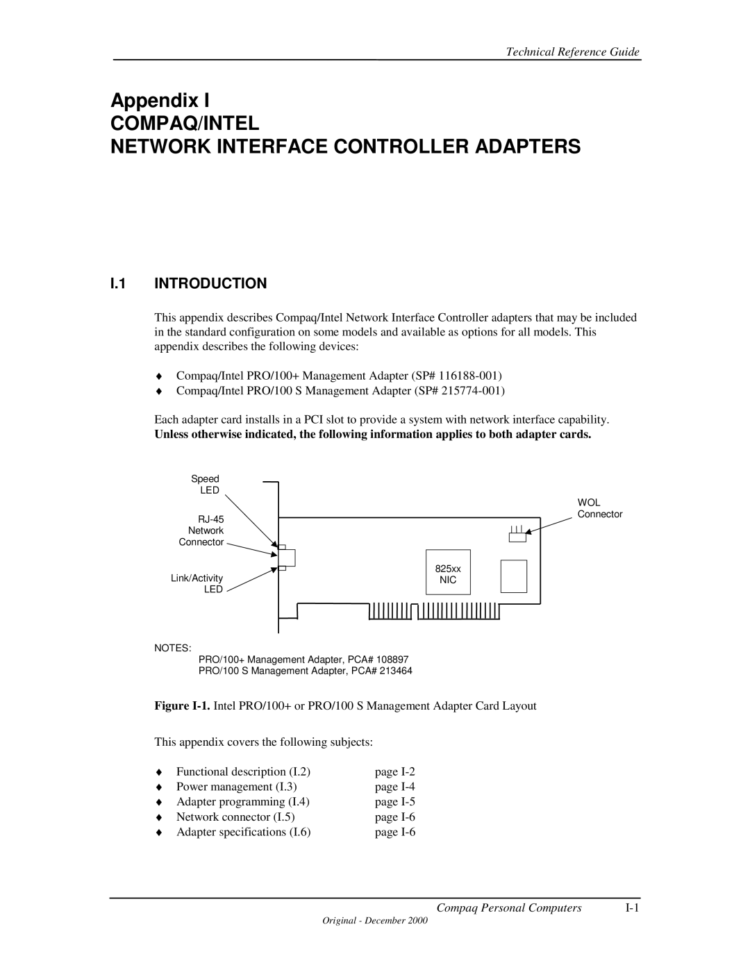 Compaq 850 manual Network Interface Controller Adapters, Introduction 