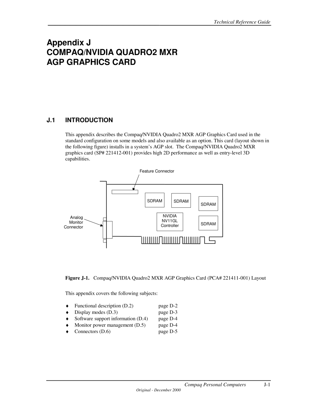 Compaq 850 manual COMPAQ/NVIDIA QUADRO2 MXR AGP Graphics Card, Sdram Nvidia NV11GL 