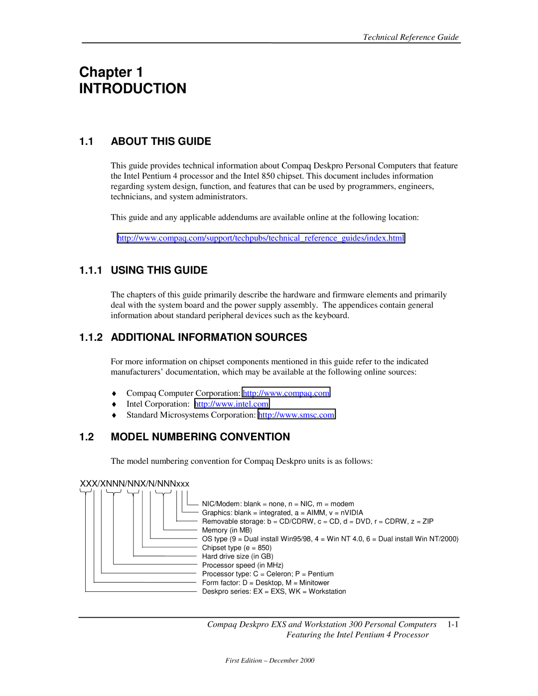 Compaq 850 Introduction, About this Guide, Using this Guide, Additional Information Sources, Model Numbering Convention 