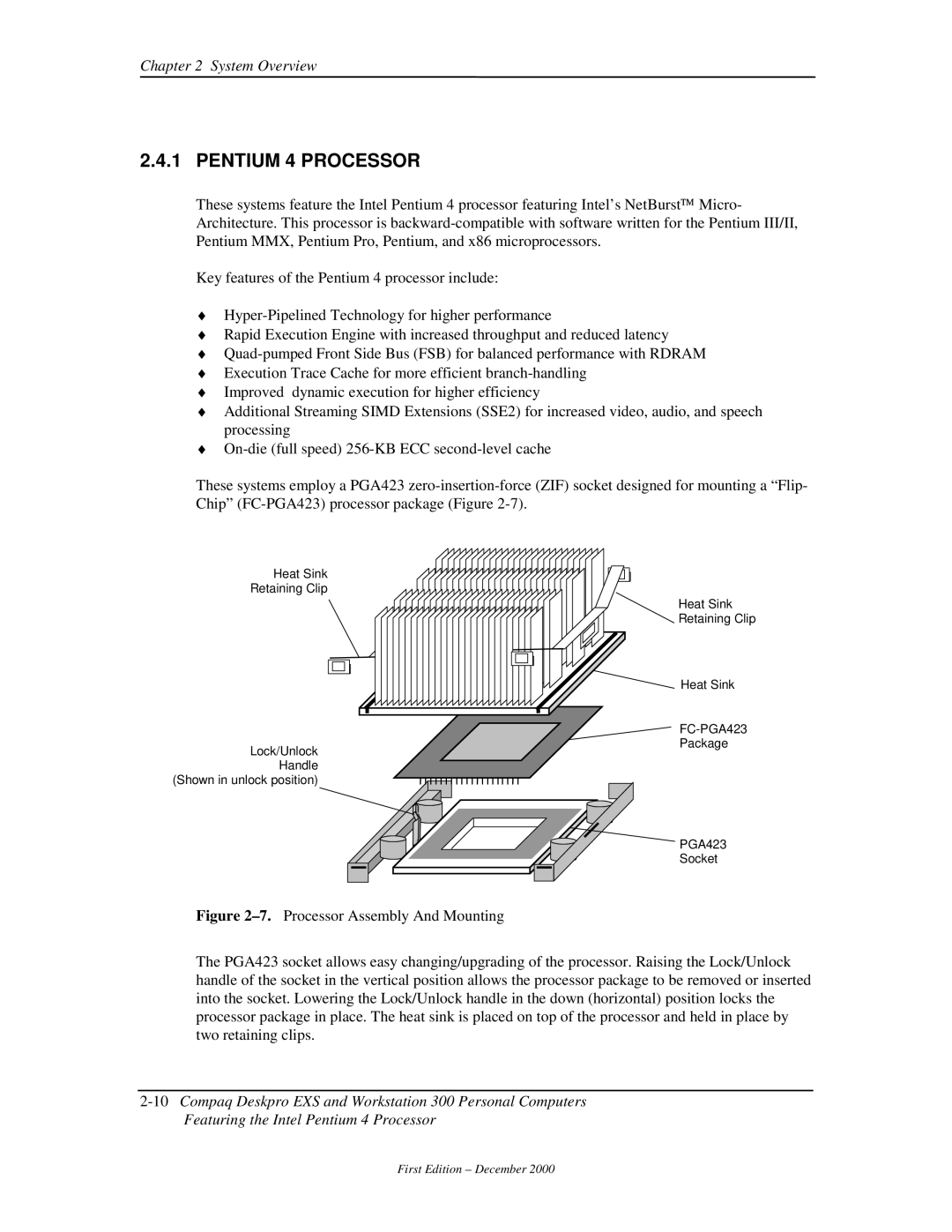 Compaq 850 manual Pentium 4 Processor 