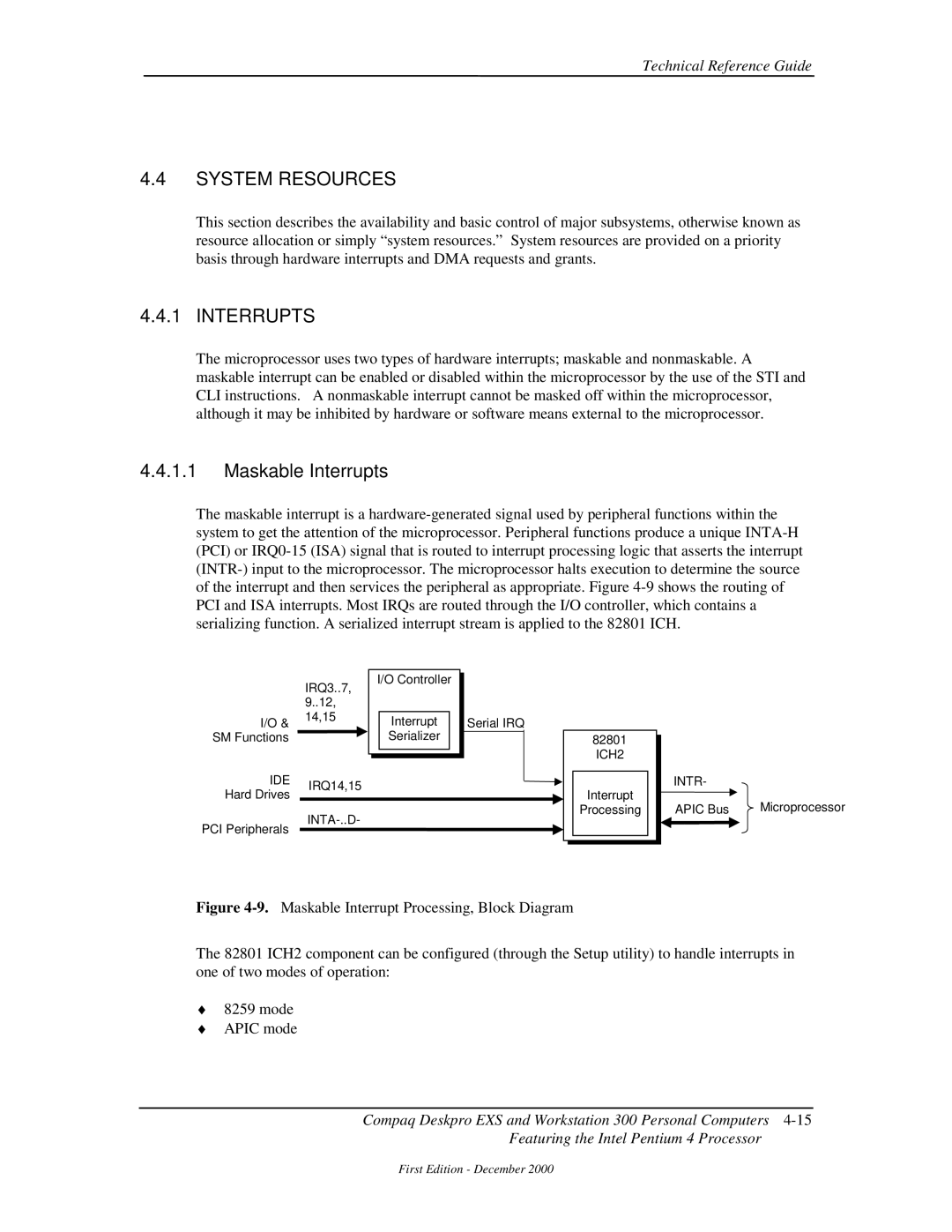 Compaq 850 manual System Resources, Maskable Interrupts 