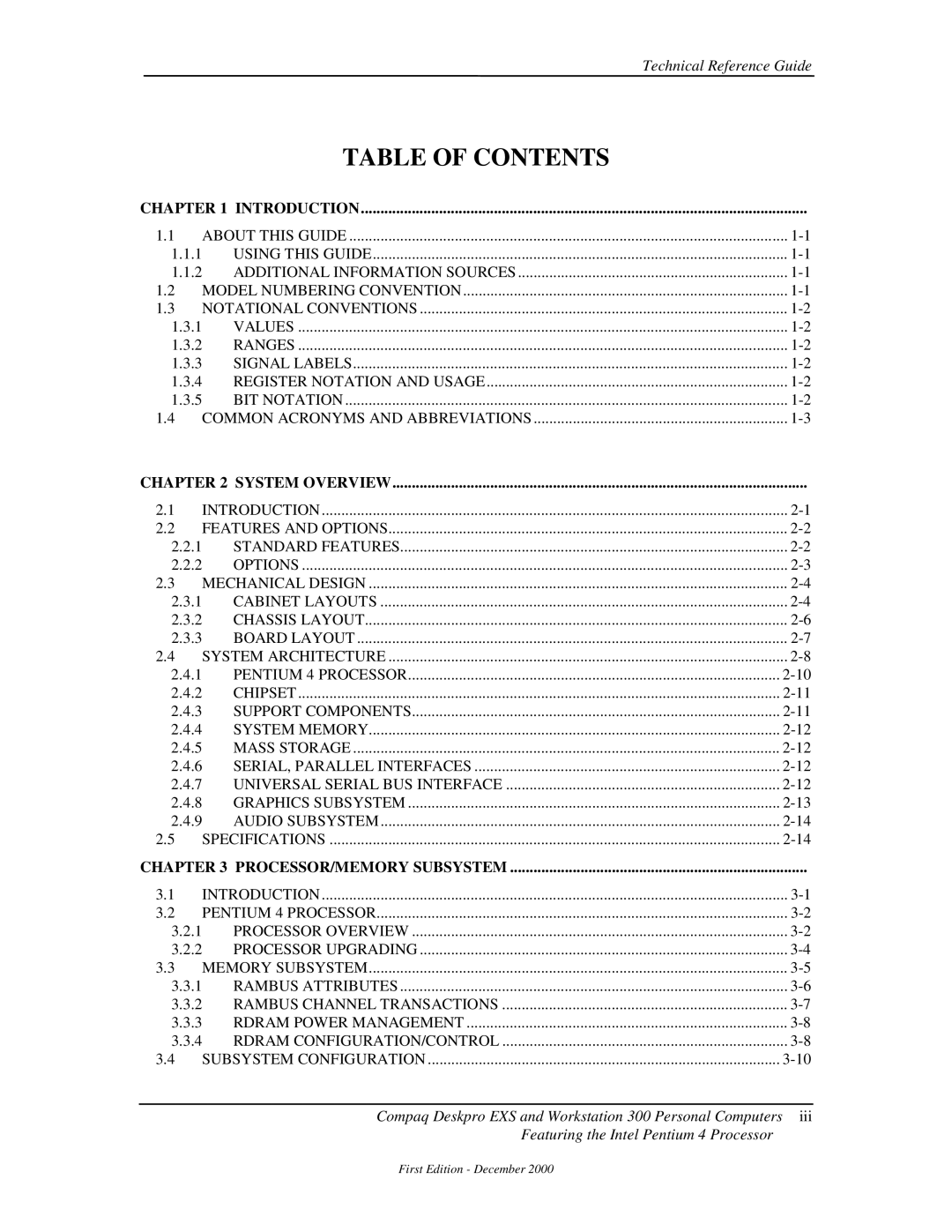 Compaq 850 manual Table of Contents 