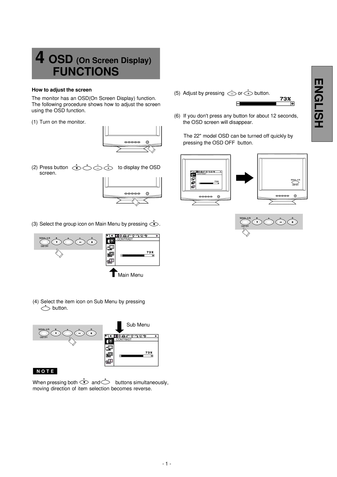 Compaq 910, 1210, P710 manual Functions, How to adjust the screen 