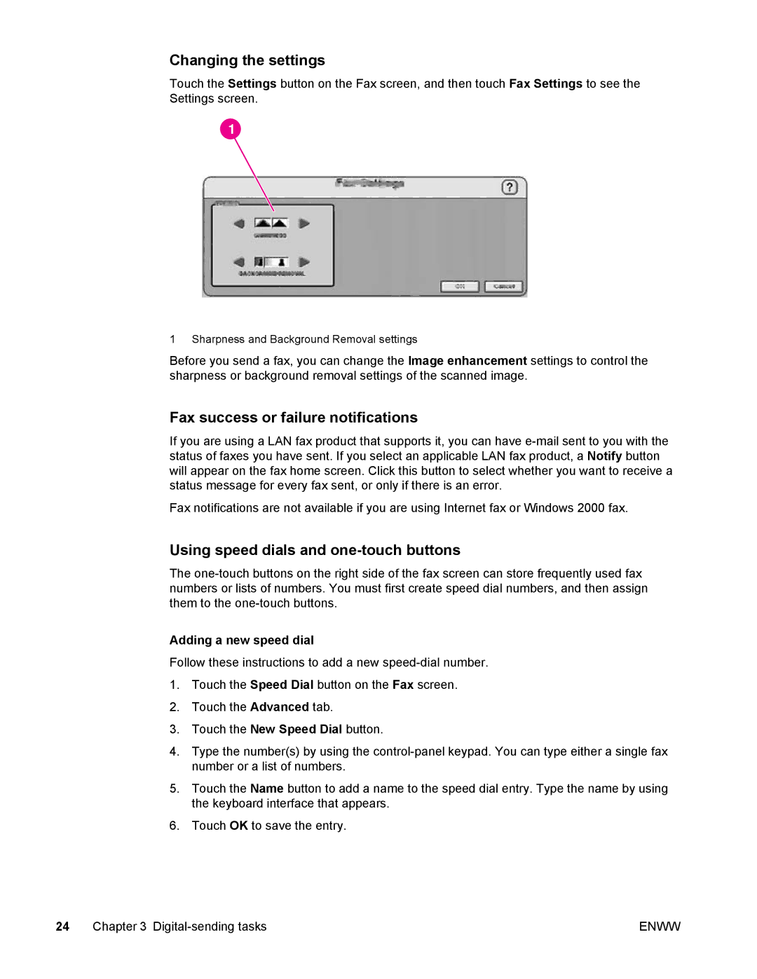 Compaq 9200c manual Fax success or failure notifications, Using speed dials and one-touch buttons 