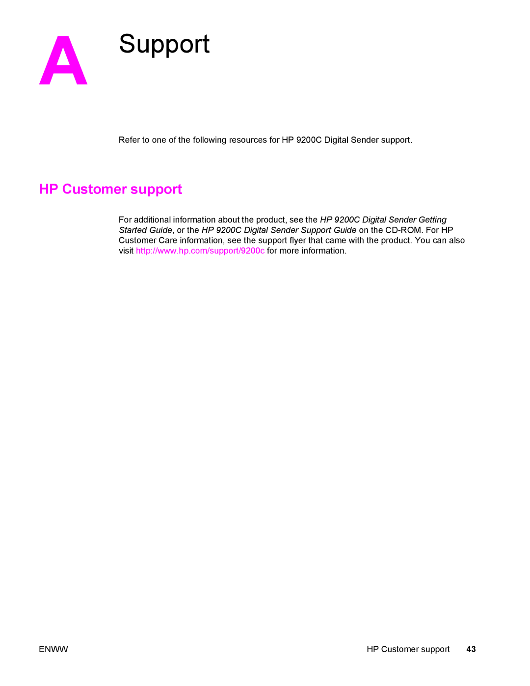 Compaq 9200c manual Support, HP Customer support 