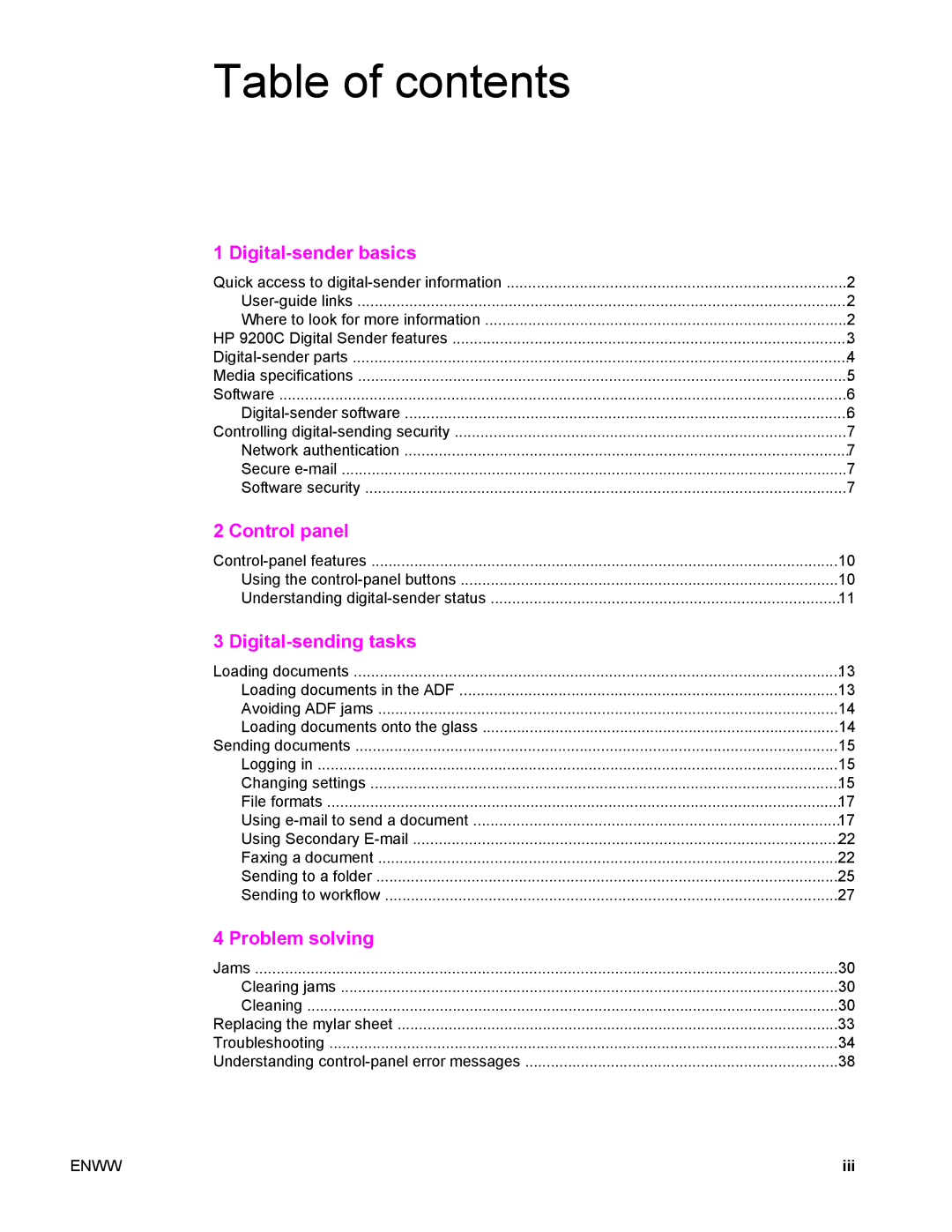 Compaq 9200c manual Table of contents 