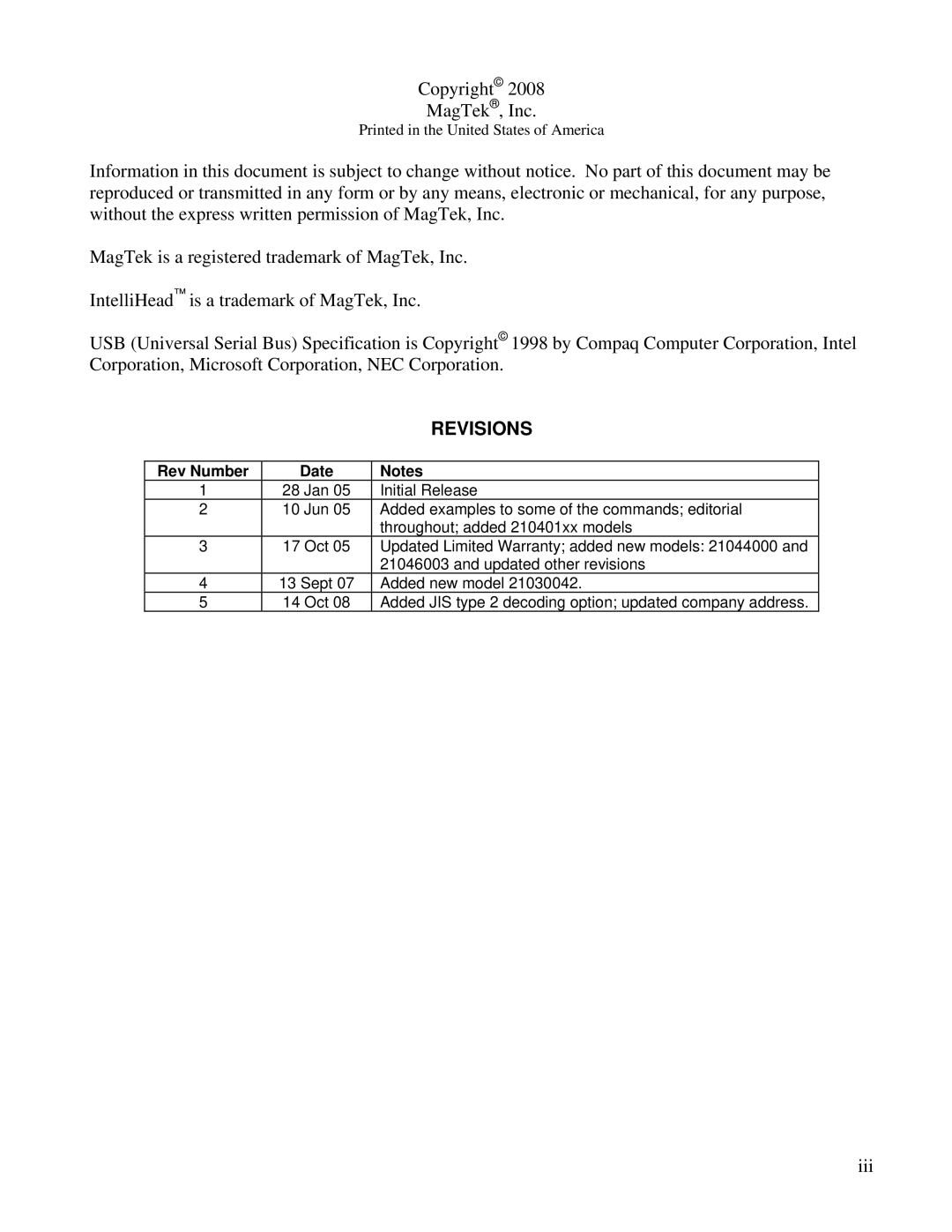 Compaq 99875320-5 manual Revisions, Rev Number Date 