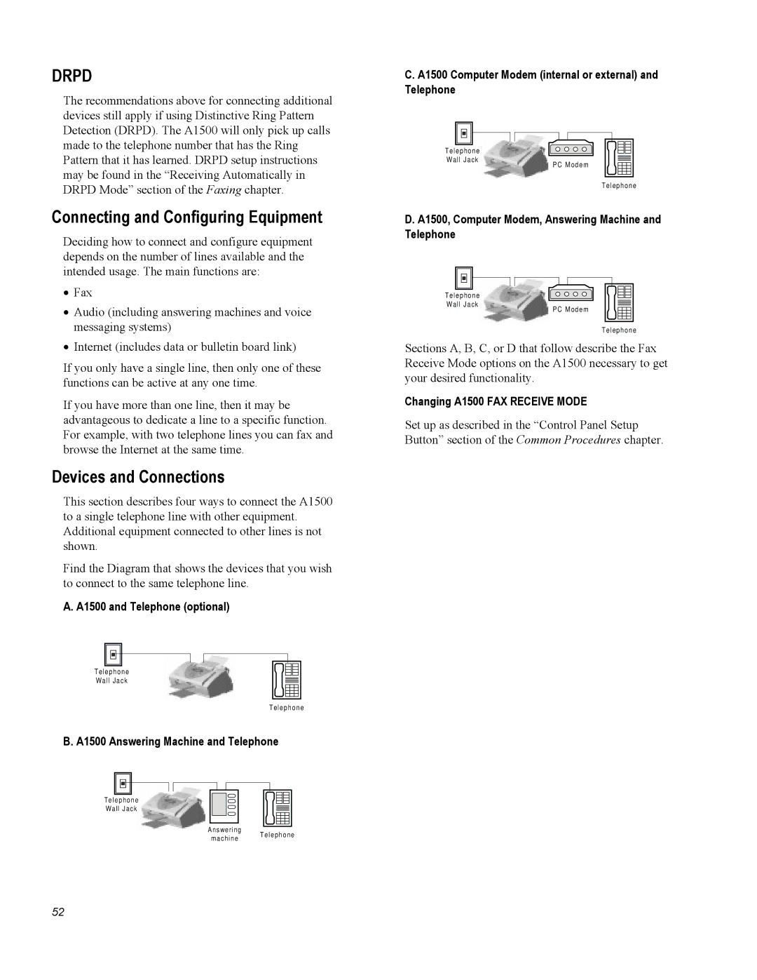 Compaq A1500 warranty Connecting and Configuring Equipment, Devices and Connections 