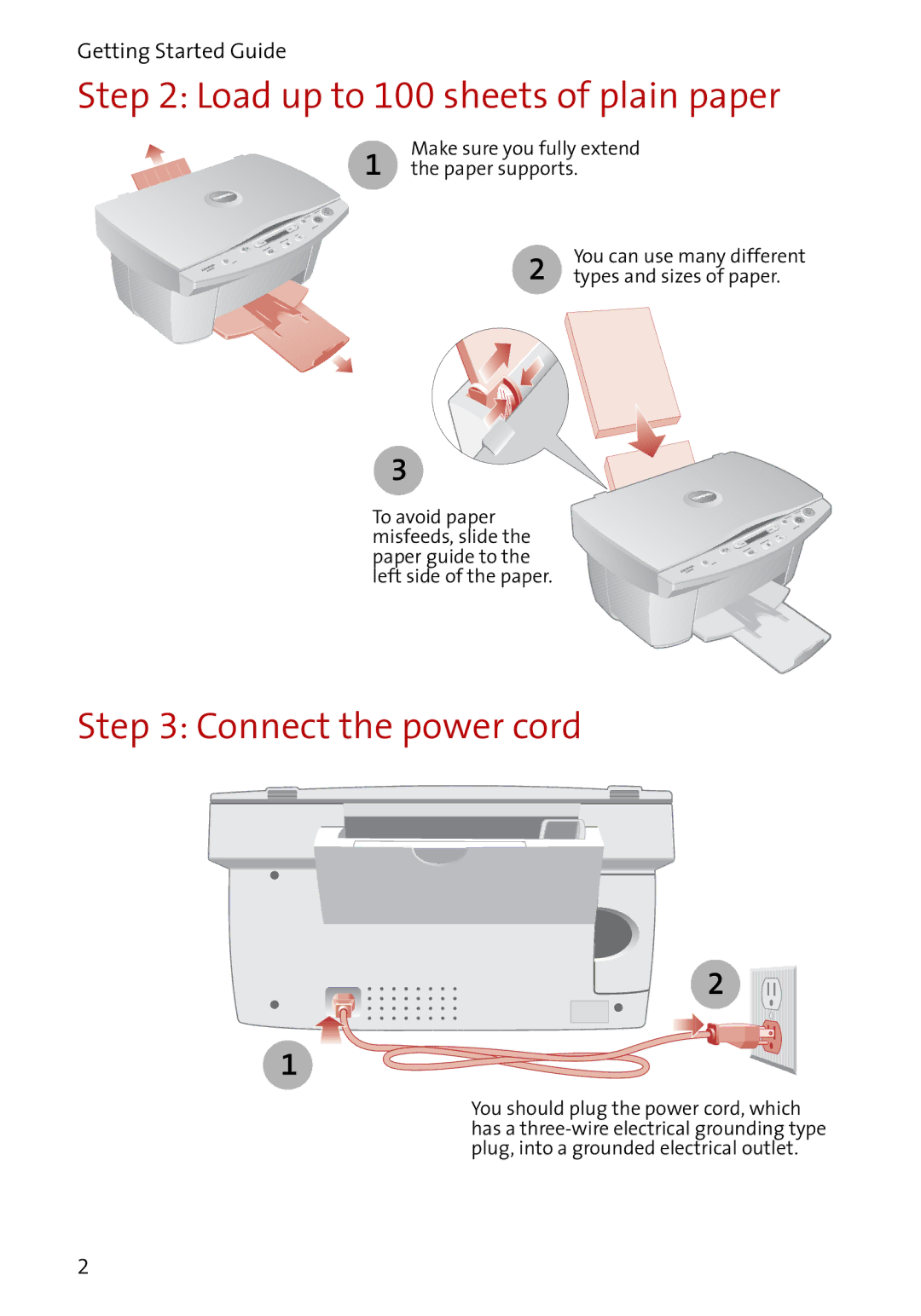 Compaq A3000 manual Load up to 100 sheets of plain paper, Connect the power cord 