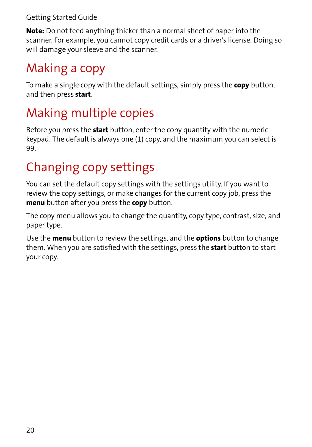 Compaq A4000 manual Making a copy, Making multiple copies, Changing copy settings 