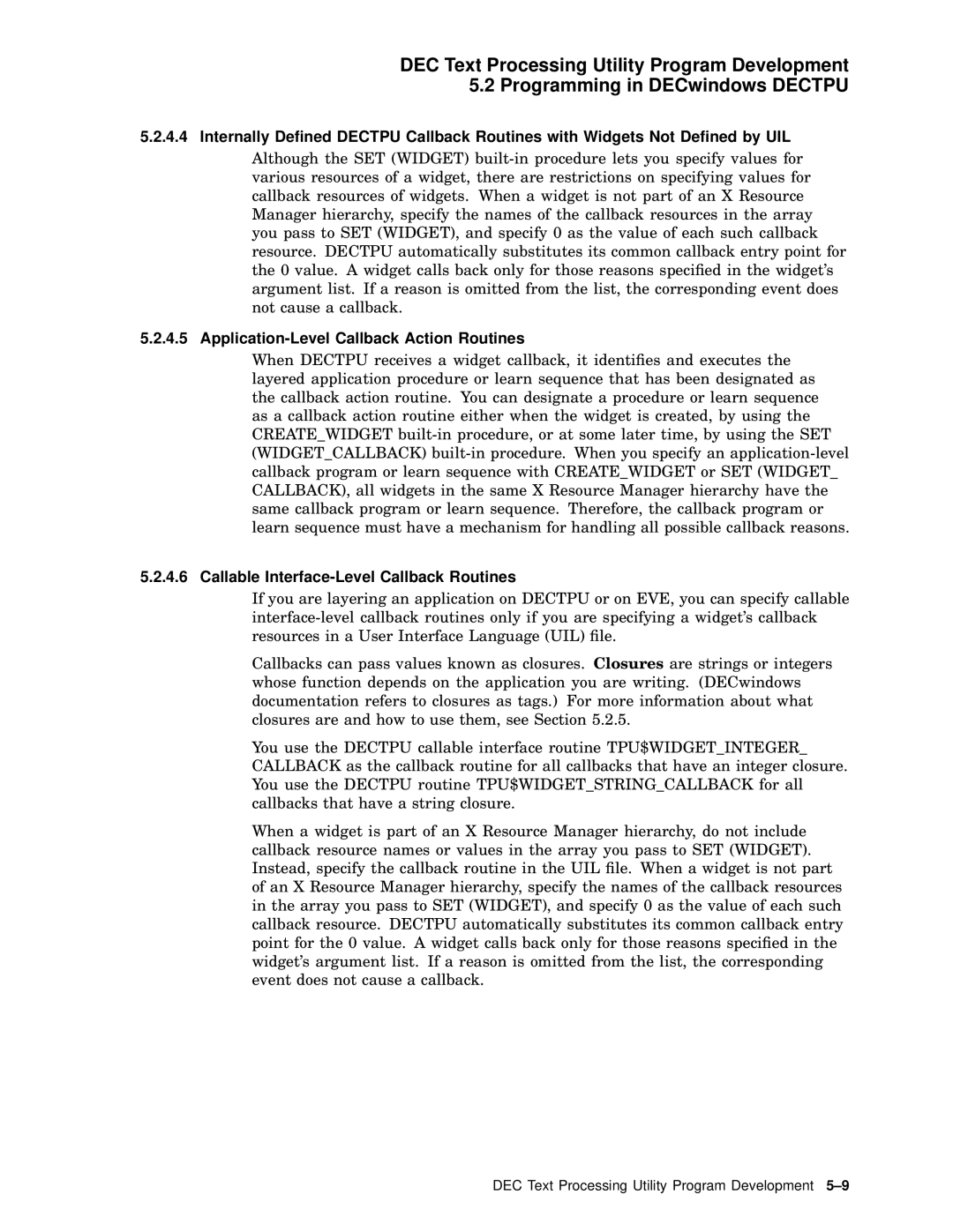 Compaq AA-PWCBD-TE manual Application-Level Callback Action Routines, Callable Interface-Level Callback Routines 