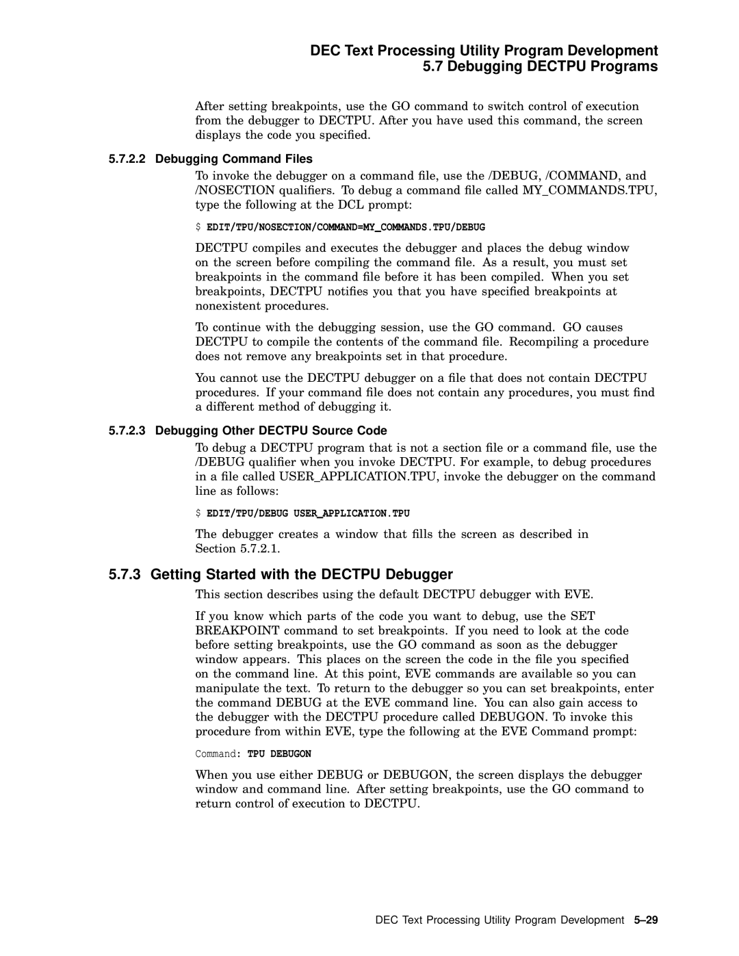 Compaq AA-PWCBD-TE Getting Started with the Dectpu Debugger, Debugging Command Files, Debugging Other Dectpu Source Code 