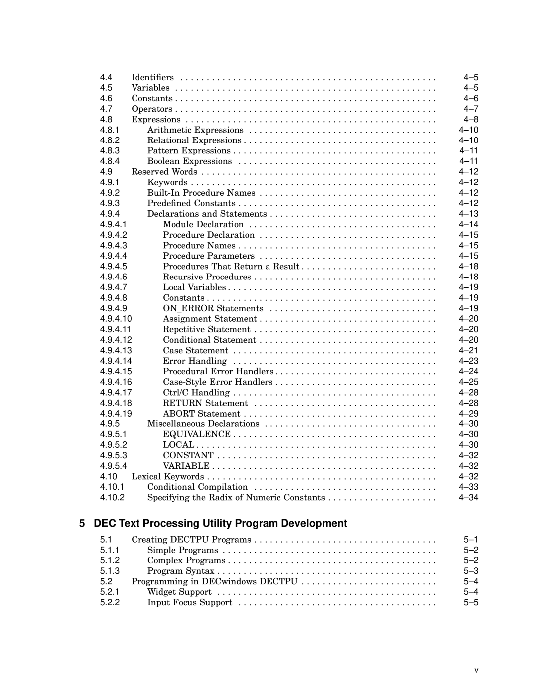 Compaq AA-PWCBD-TE manual DEC Text Processing Utility Program Development, Equivalence, Local, Constant, Variable 