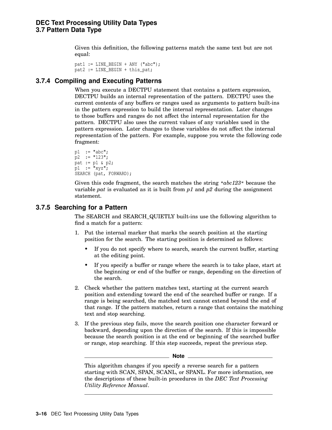 Compaq AA-PWCBD-TE manual Compiling and Executing Patterns, Searching for a Pattern 