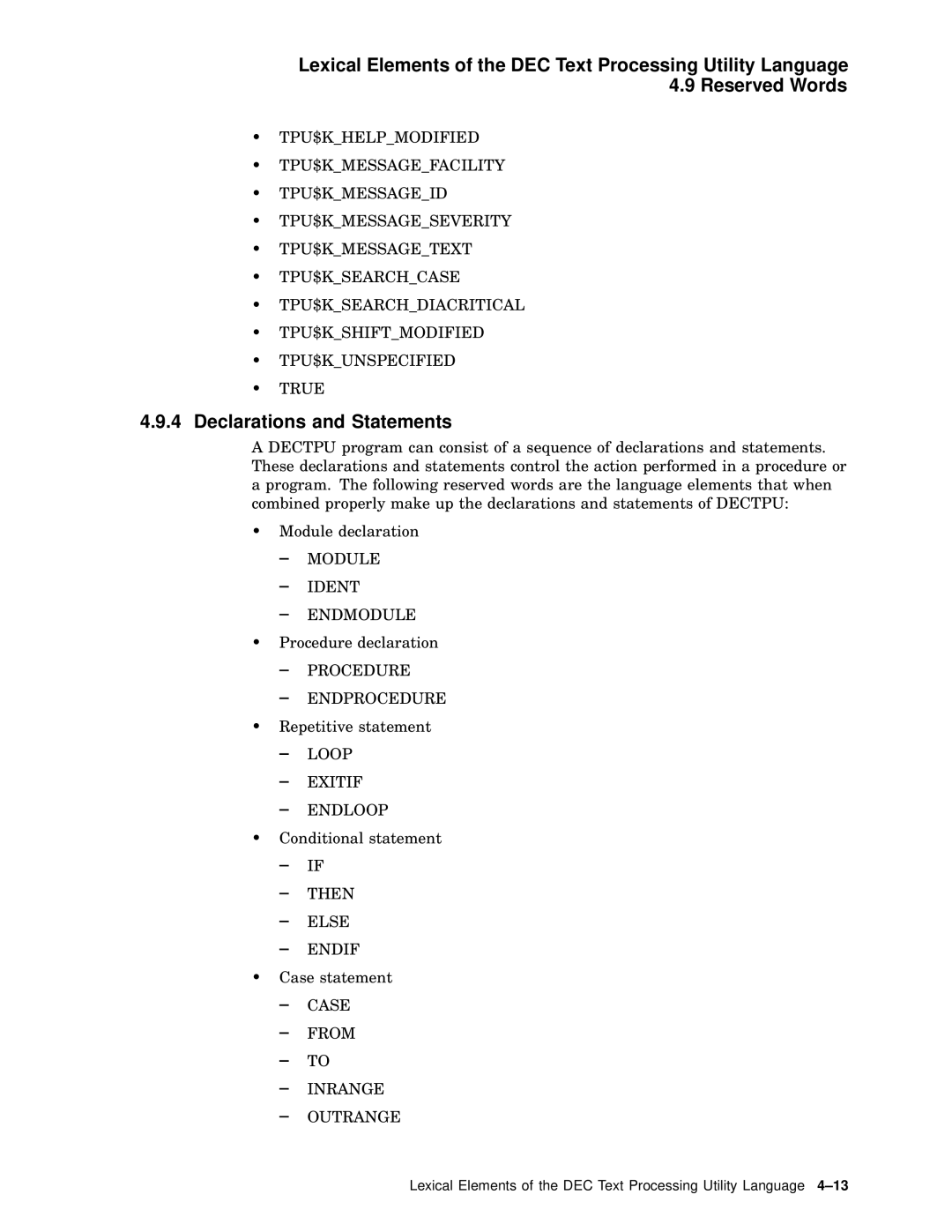 Compaq AA-PWCBD-TE manual Declarations and Statements 