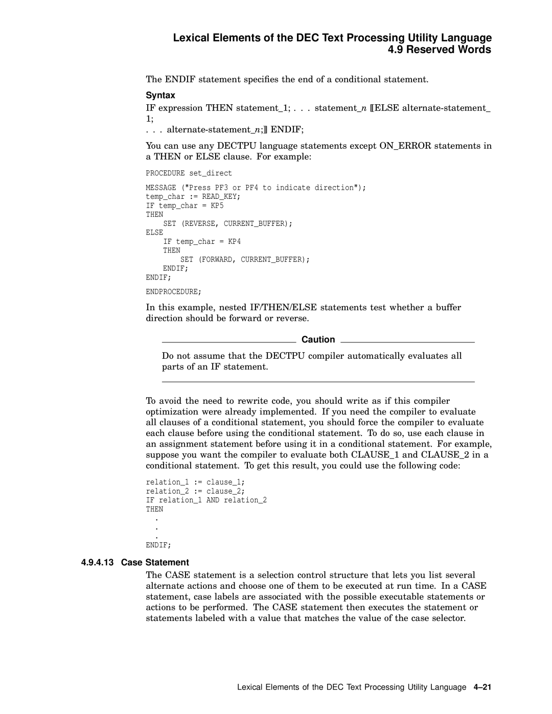 Compaq AA-PWCBD-TE manual Case Statement 