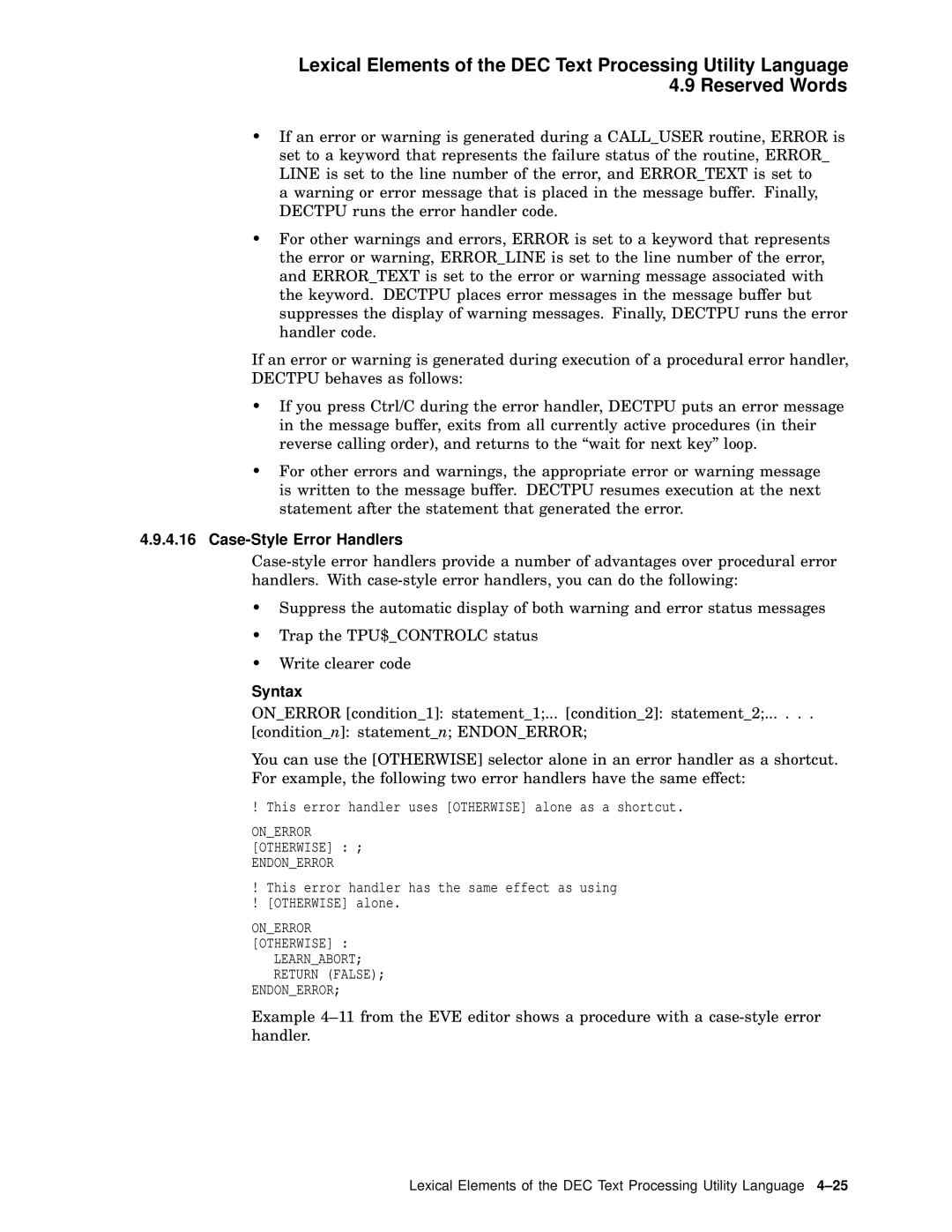 Compaq AA-PWCBD-TE manual Case-Style Error Handlers 