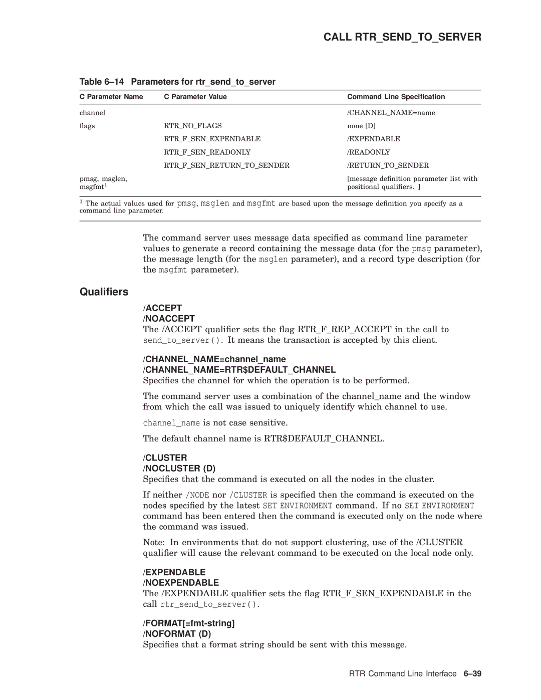 Compaq AA-Q88CE-TE manual Parameters for rtrsendtoserver, Expendable Noexpendable 