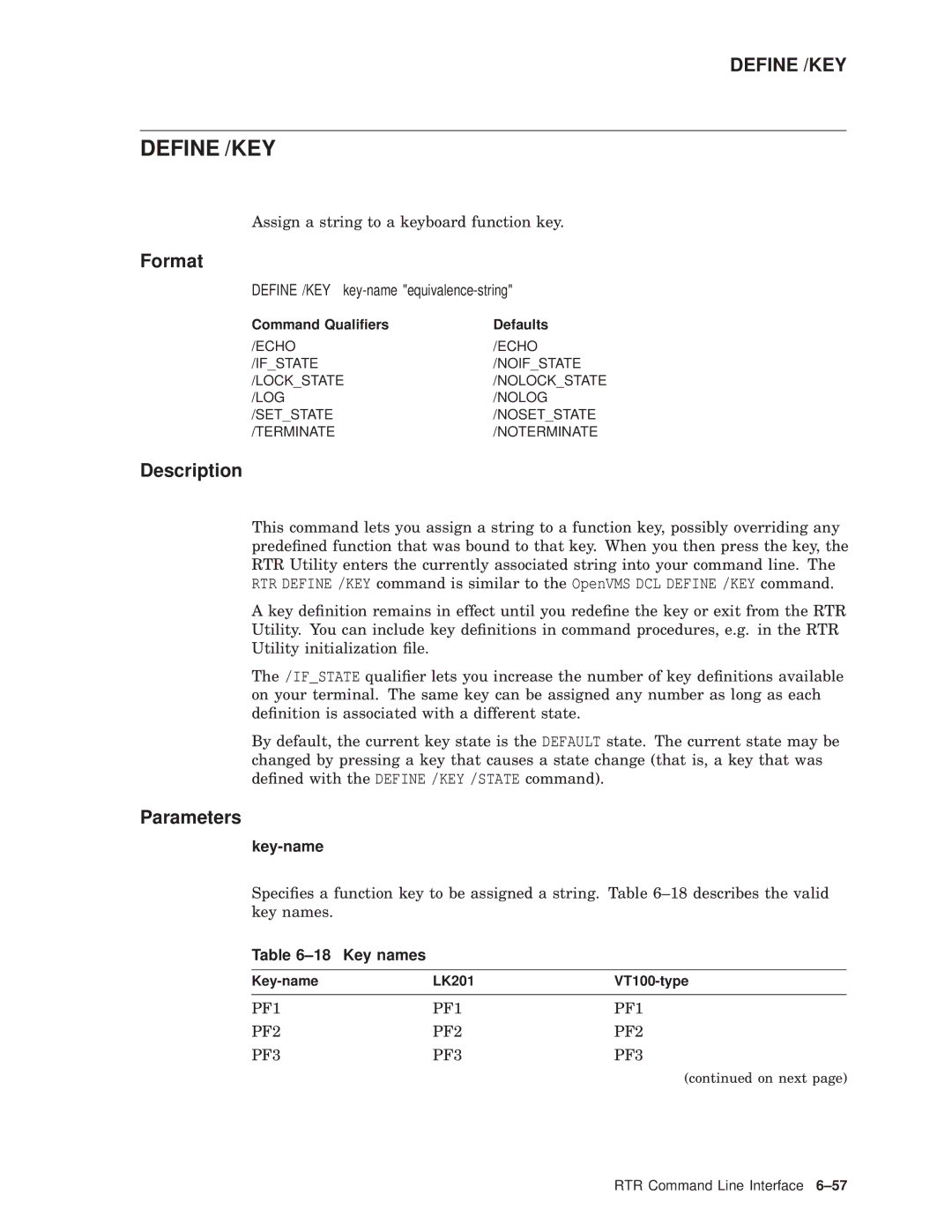 Compaq AA-Q88CE-TE manual Define /KEY key-name equivalence-string, Key-name, Key names 