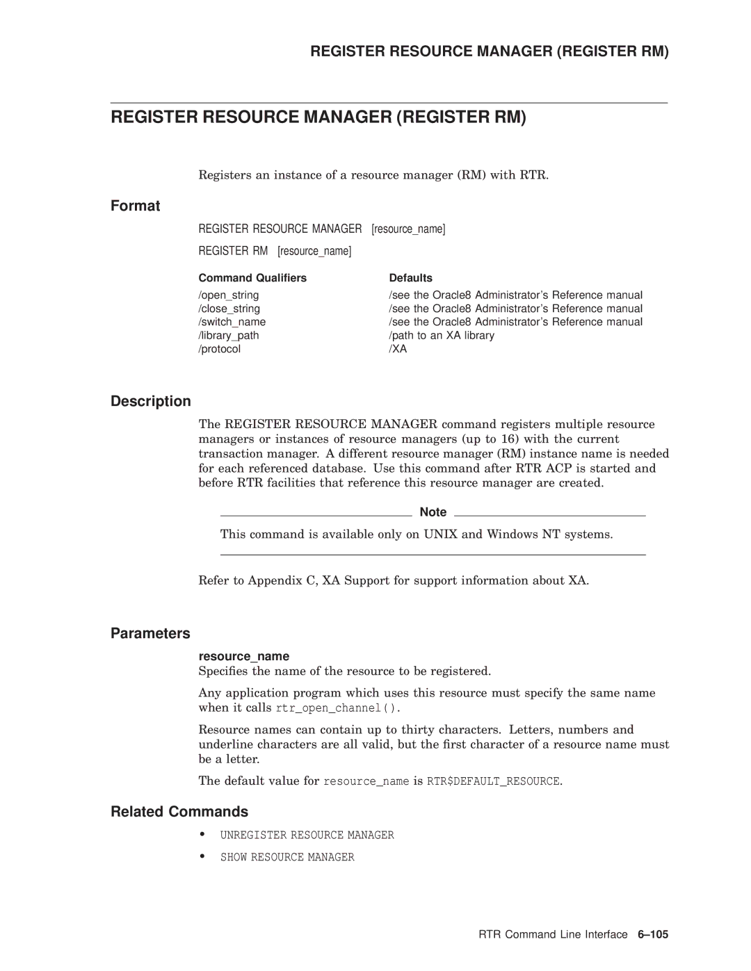 Compaq AA-Q88CE-TE manual Register Resource Manager Register RM, Resourcename 