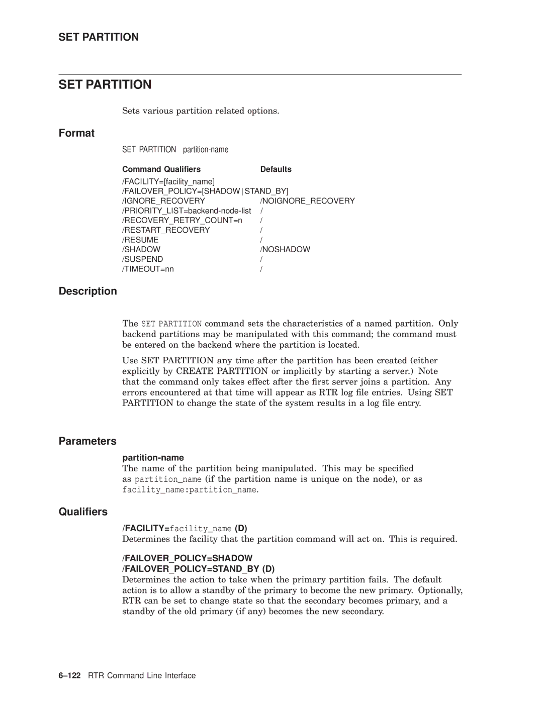 Compaq AA-Q88CE-TE manual SET Partition partition-name, Partition-name 