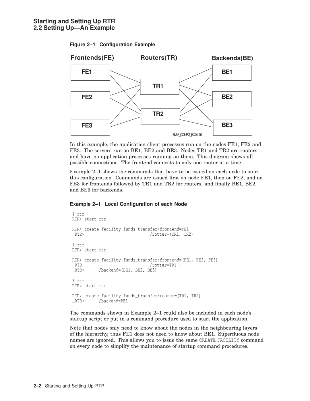 Compaq AA-Q88CE-TE manual Starting and Setting Up RTR Setting Up-An Example, FrontendsFERoutersTRBackendsBE 