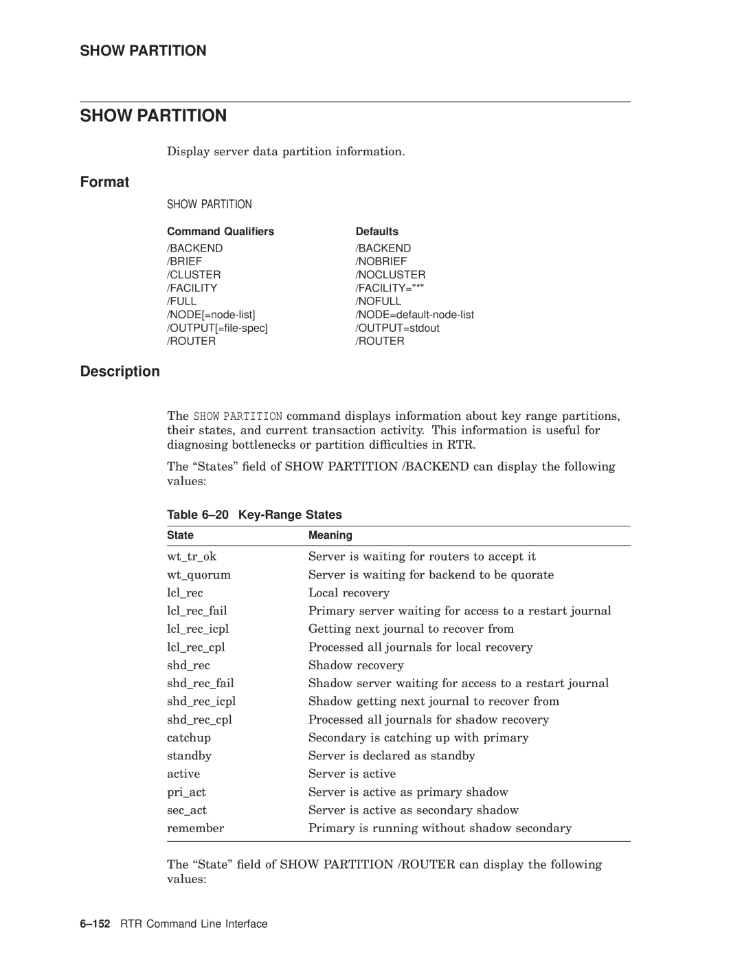 Compaq AA-Q88CE-TE manual Show Partition, Key-Range States 