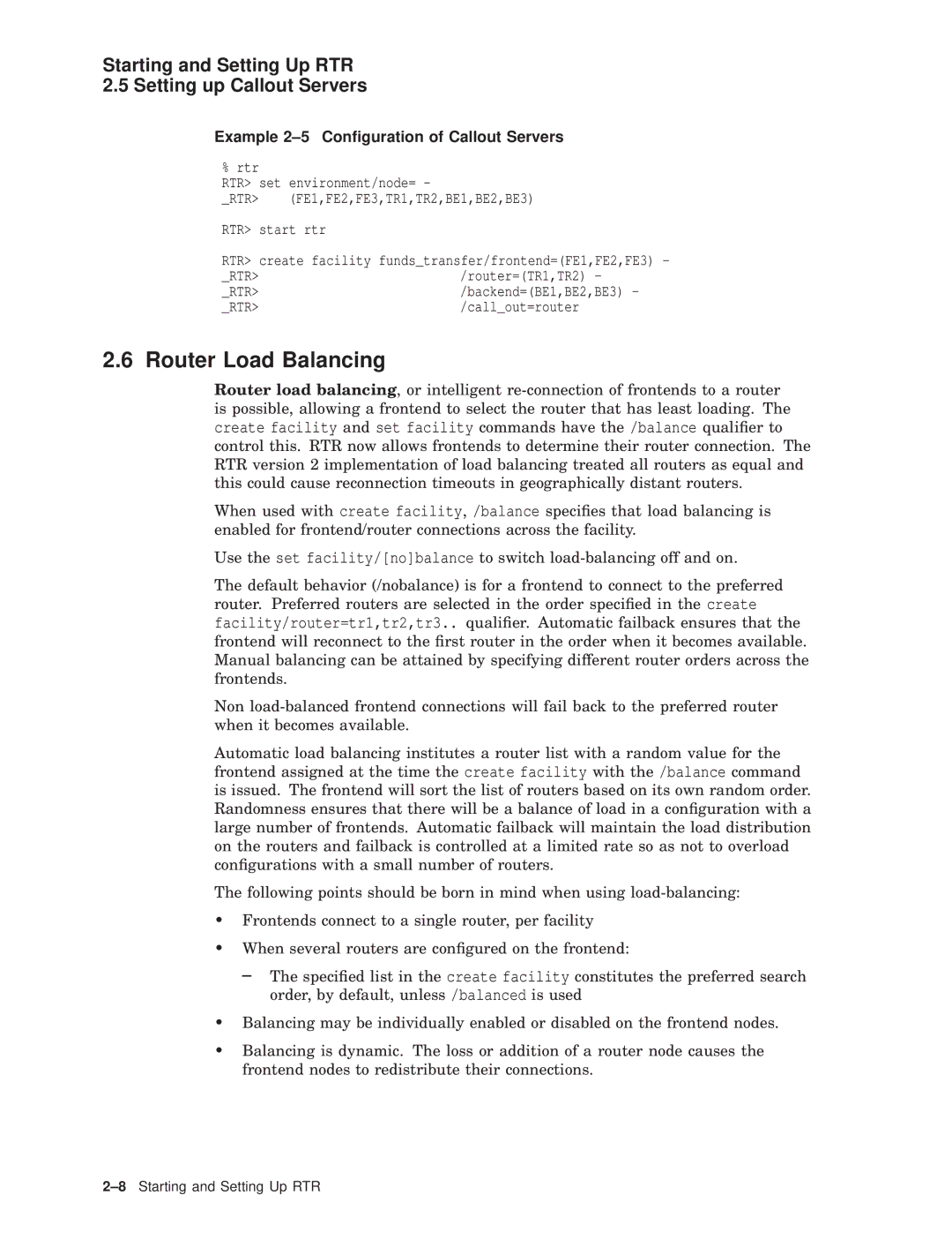 Compaq AA-Q88CE-TE manual Router Load Balancing, Starting and Setting Up RTR 2.5 Setting up Callout Servers 