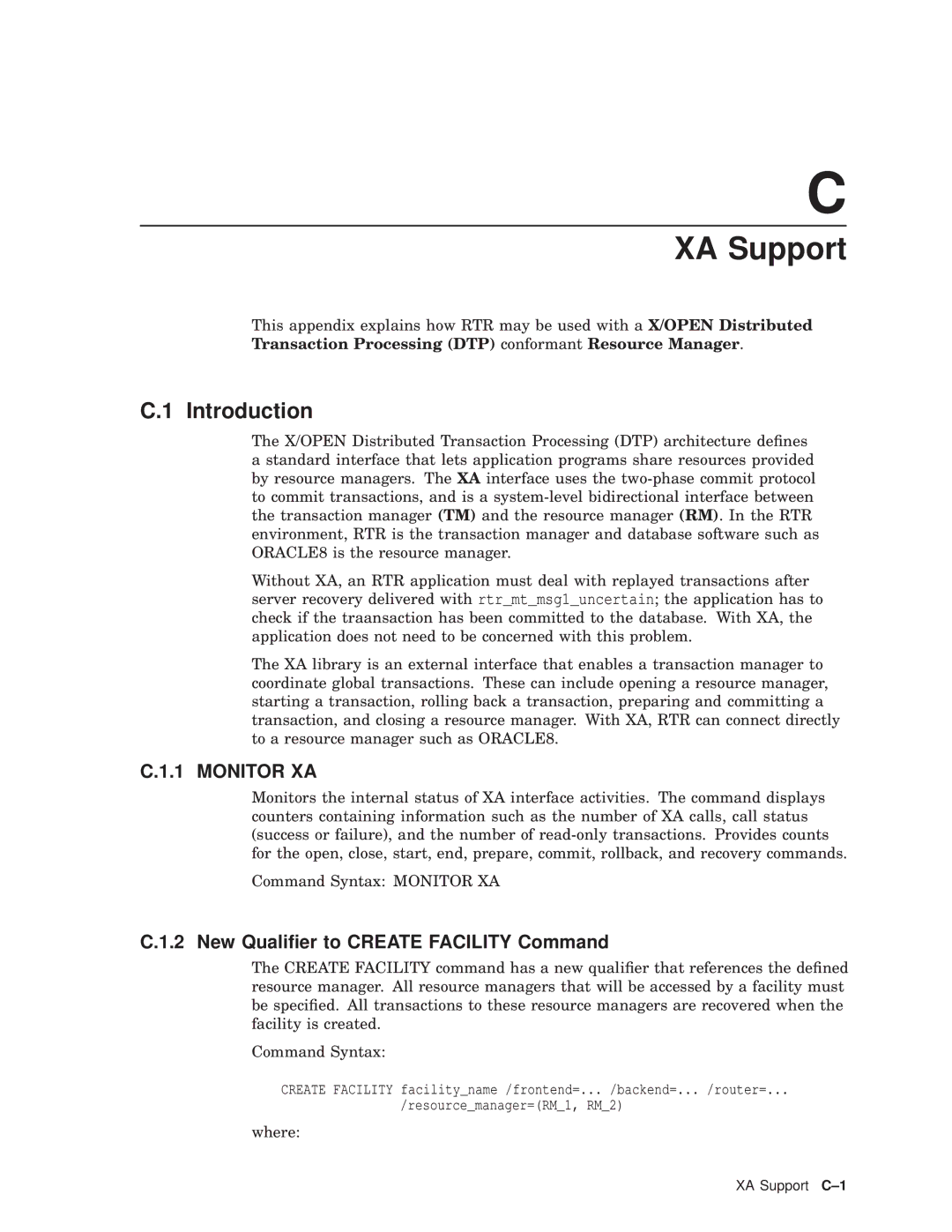 Compaq AA-Q88CE-TE manual XA Support, New Qualiﬁer to Create Facility Command 