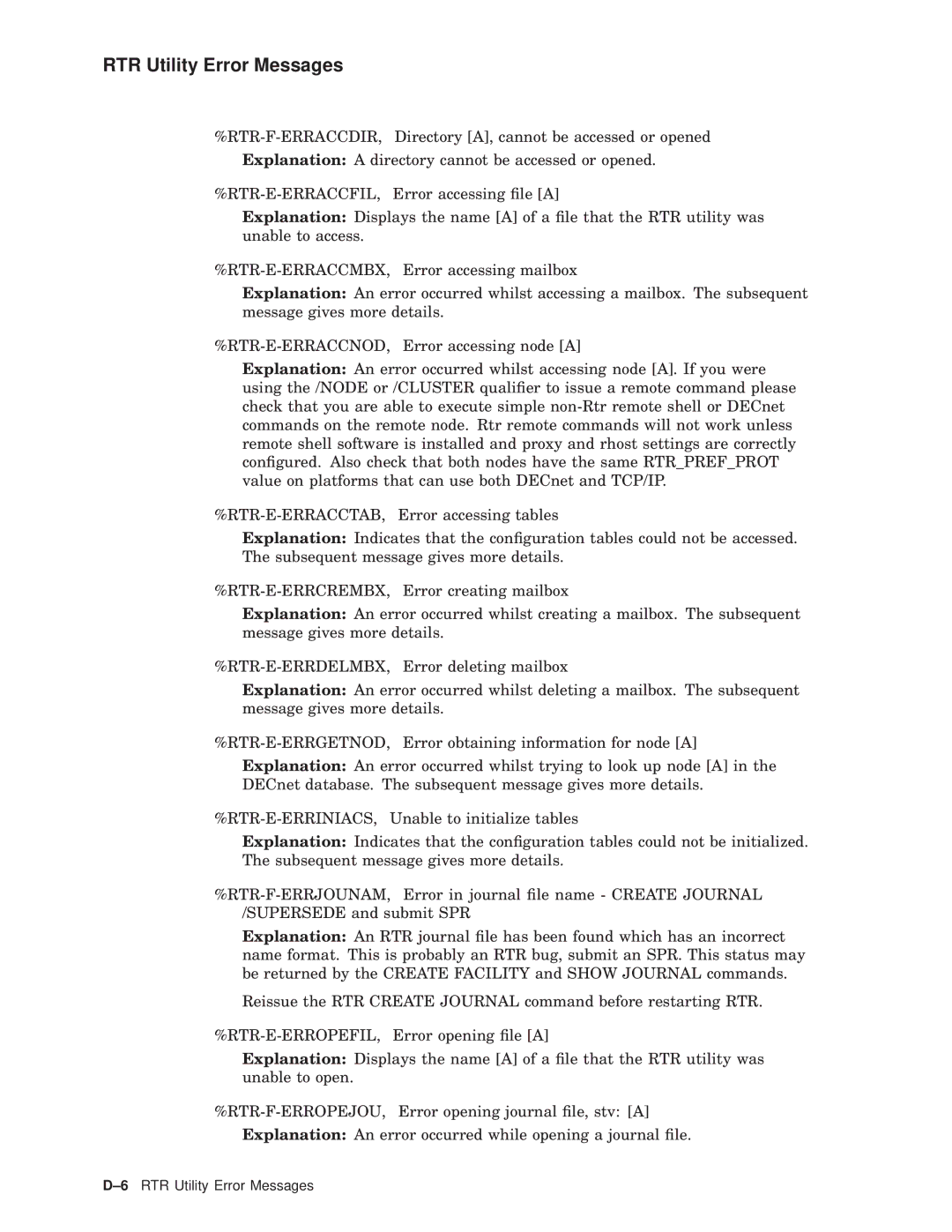 Compaq AA-Q88CE-TE manual 6RTR Utility Error Messages 