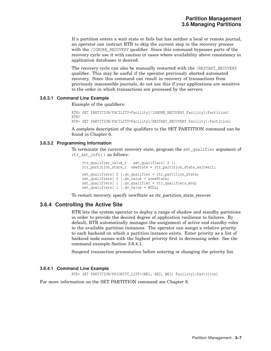 Compaq AA-Q88CE-TE manual Partition Management Managing Partitions, Controlling the Active Site 