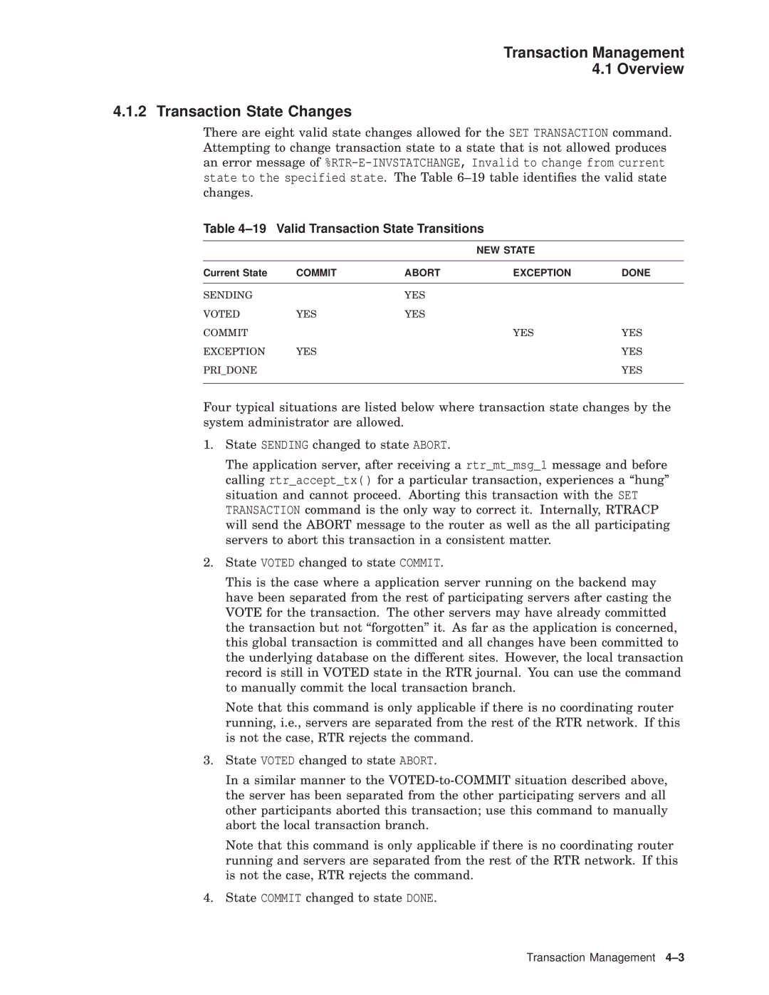 Compaq AA-Q88CE-TE manual Transaction Management Overview Transaction State Changes, Valid Transaction State Transitions 